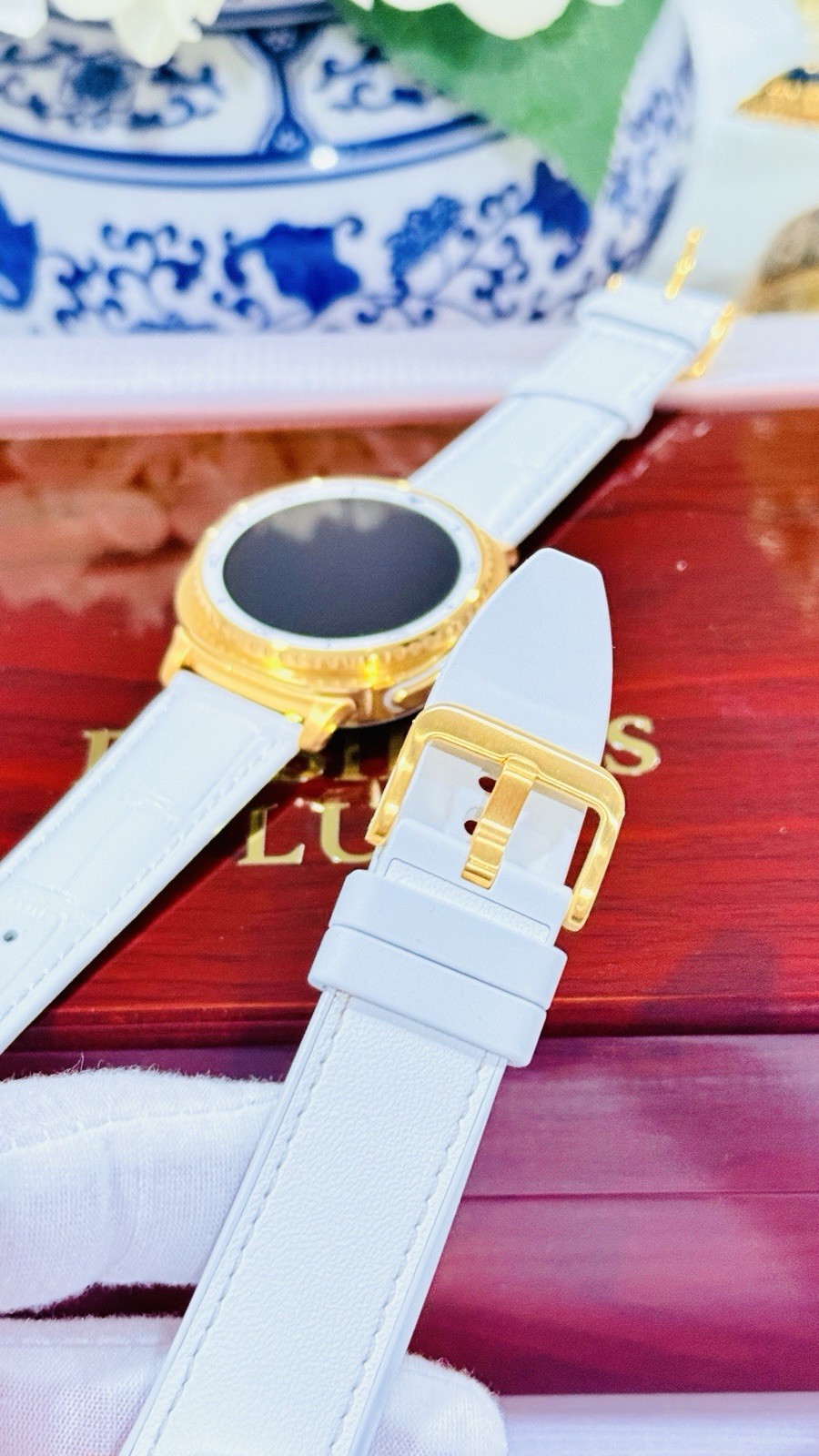 Custom 24k Gold 46mm Samsung Galaxy Watch8 Classic White | LTE Bluetooth GPS