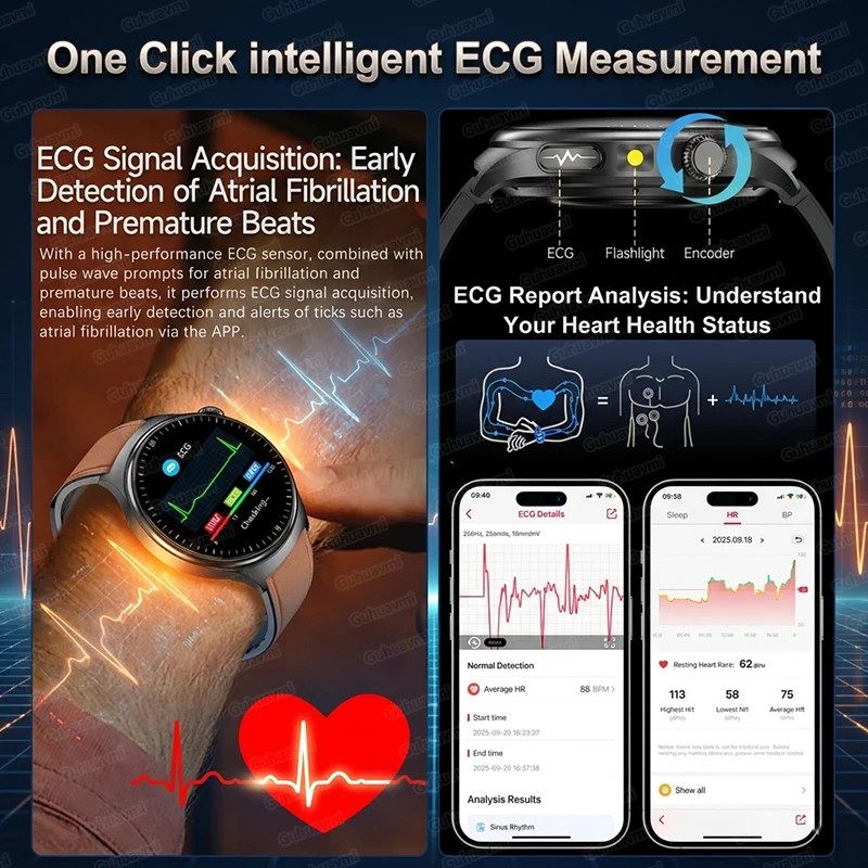 New Upgraded Heart Health Check Smart Watch Uric Acid Five Organ Examination Blo