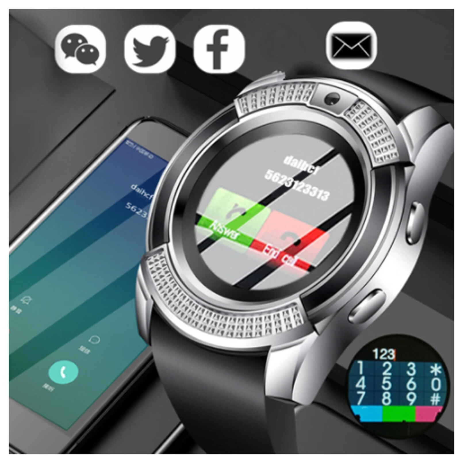 Men Smart Watch Sport Watch Phone Mate Bluetooth Call Reminder For Android