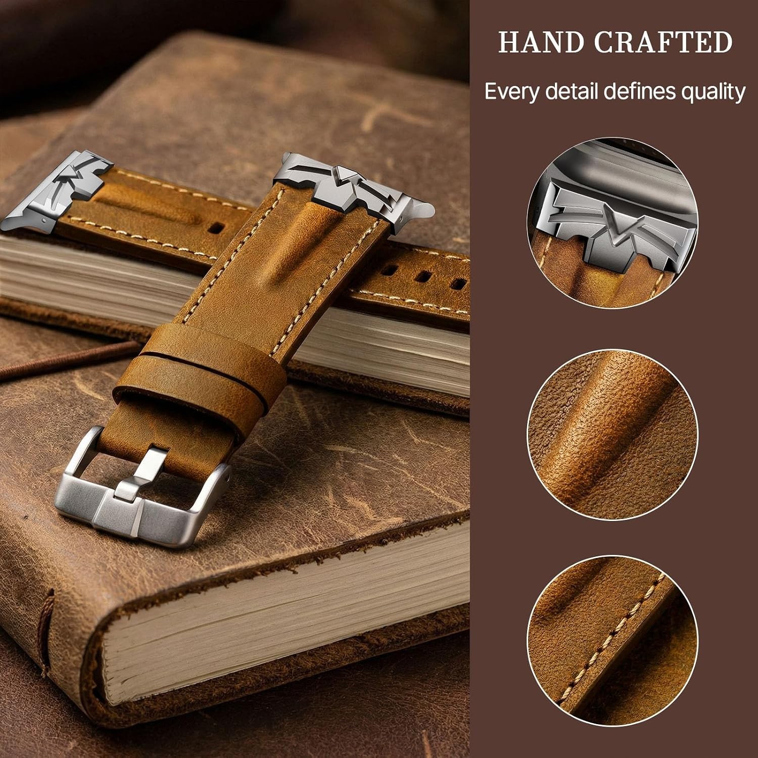 Genuine Leather Strap Compatible with Apple Watch Ultra 49mm 46mm 45mm 44mm