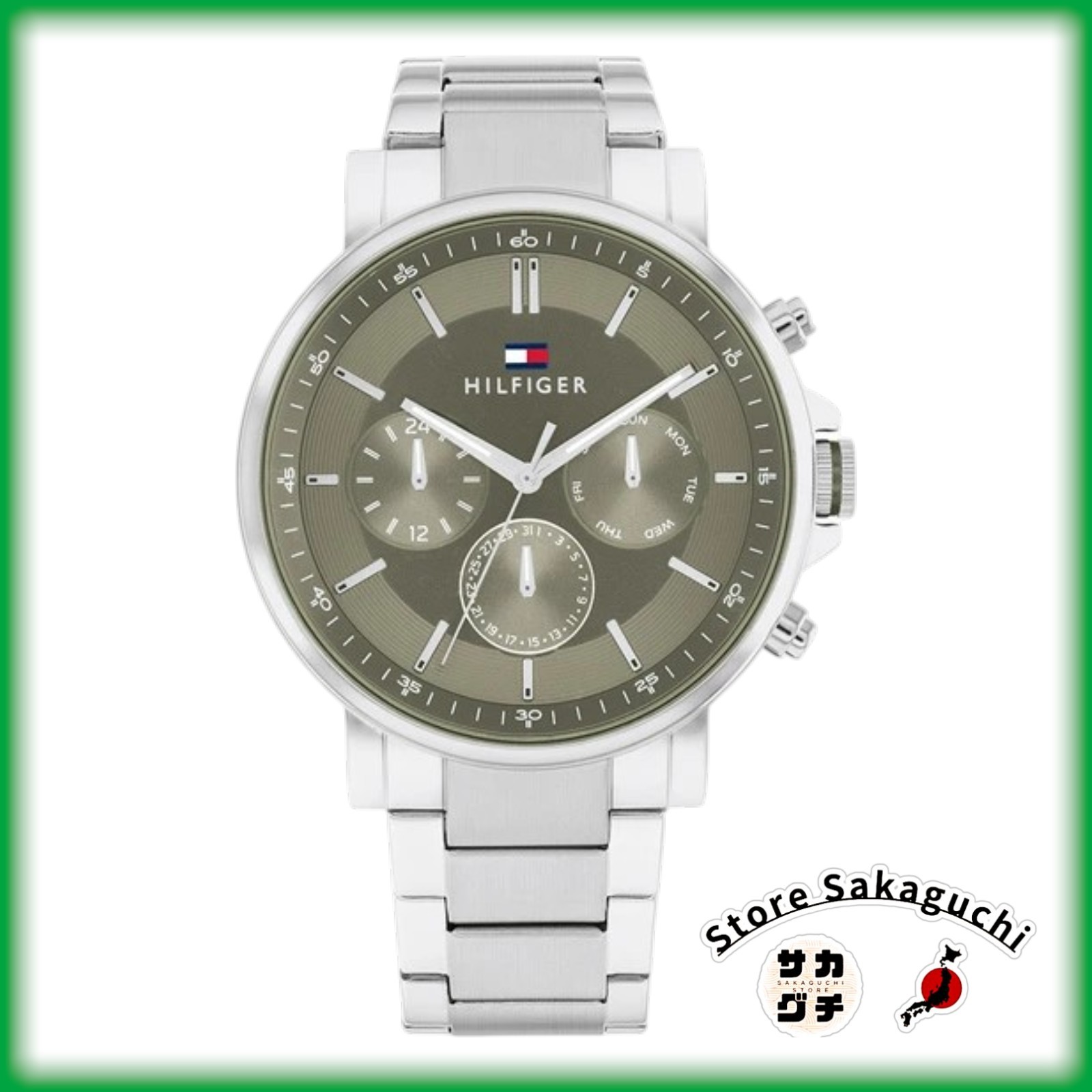 Tommy Hilfiger TYSON Men’s Watch 1710587 Green Dial Silver Stainless Steel