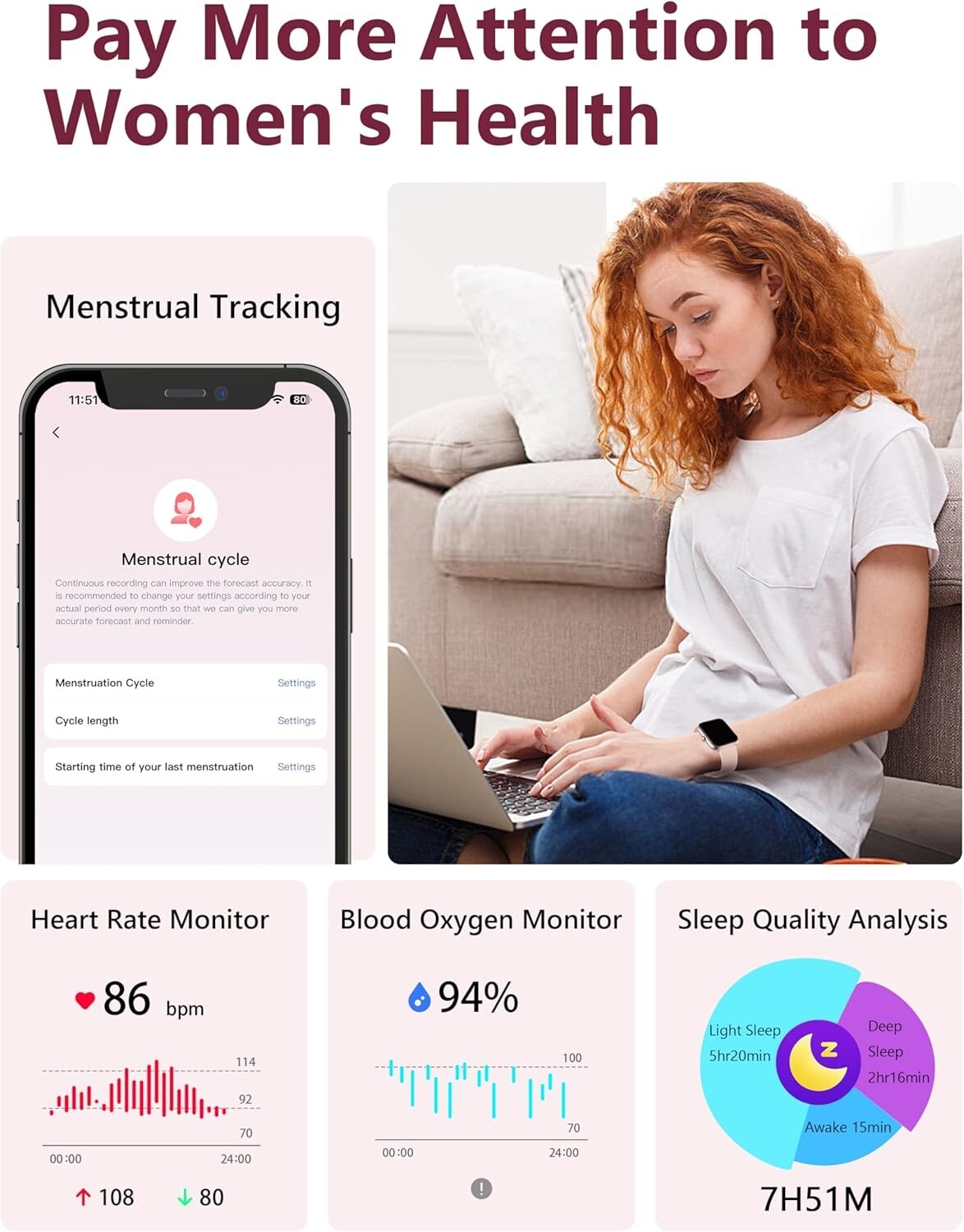 Smart Watch 1.83” for Women & Men IP68 Waterproof for Android & iOS
