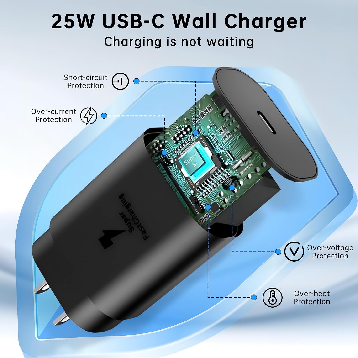 25W USB C Fast Charger for Galaxy Watch & Buds, 2 in 1 Samsung Watch Charger