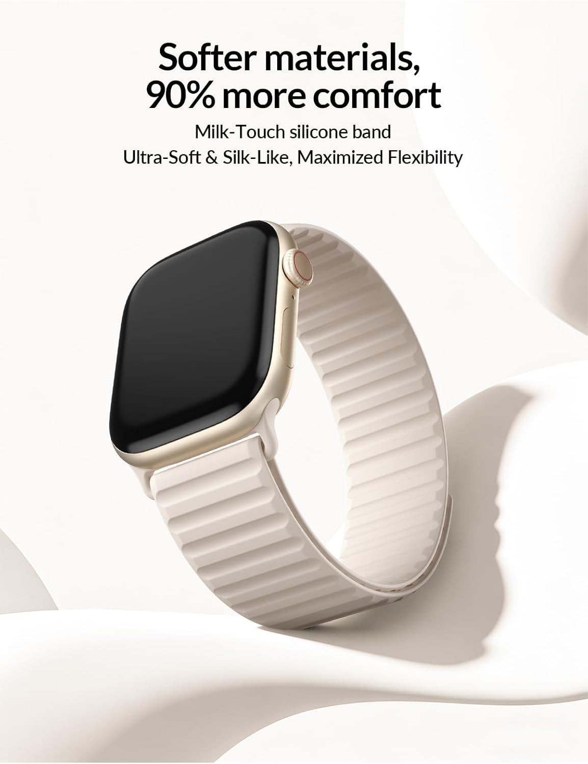 Starlight Soft Silicone Sport Band for Apple Watch Series 7, 44mm, Unisex