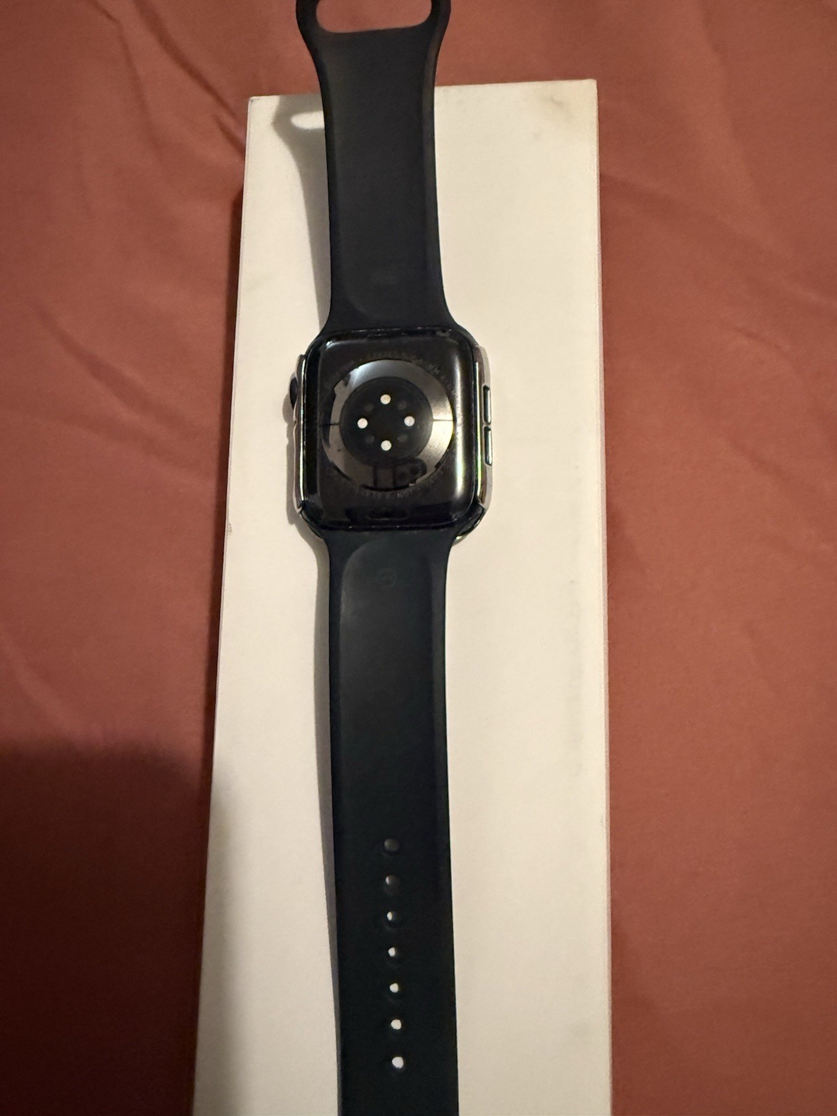 Apple Watch Series 6 44mm Silver Aluminum Case Black Band GPS Touchscreen