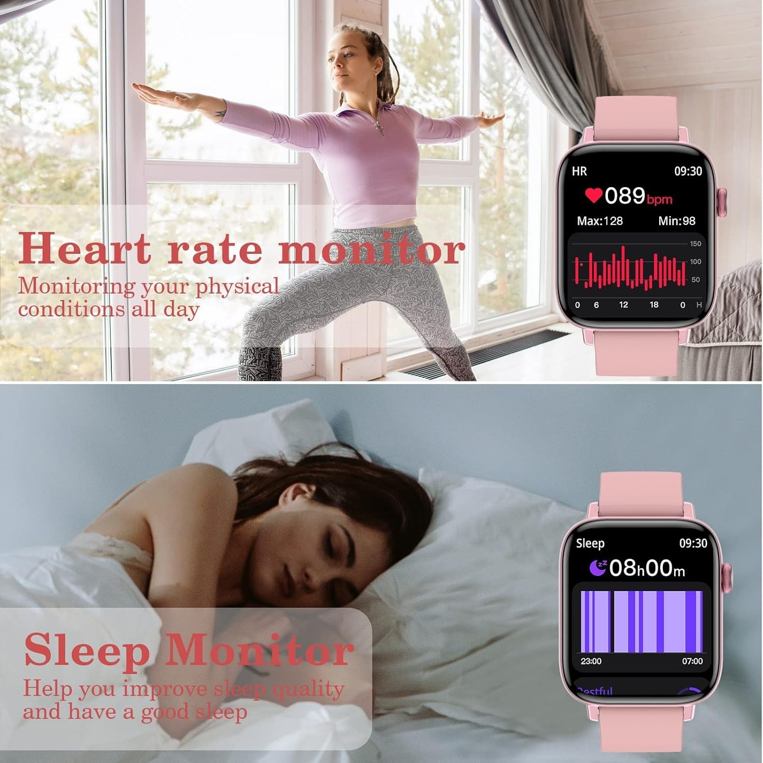 Stylish 1.9” Smart Watch for Android/iOS: Bluetooth Calls & Health Monitoring