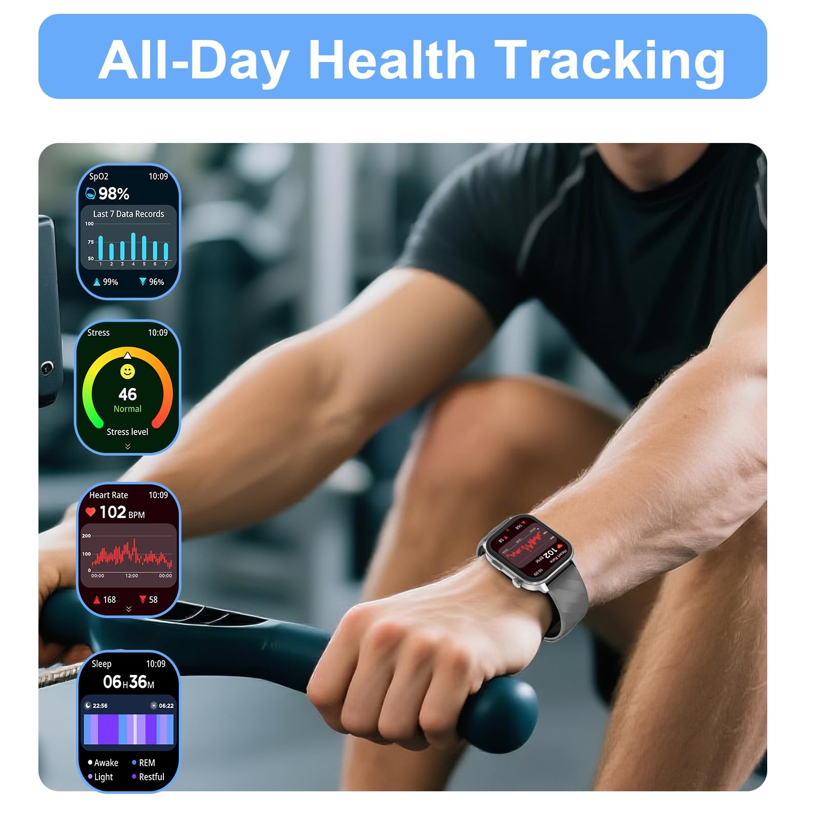 for Men (Answer/Make Calls), with Built-in GPS, 2.1″ HD Screen, Heart Rate/Sl…