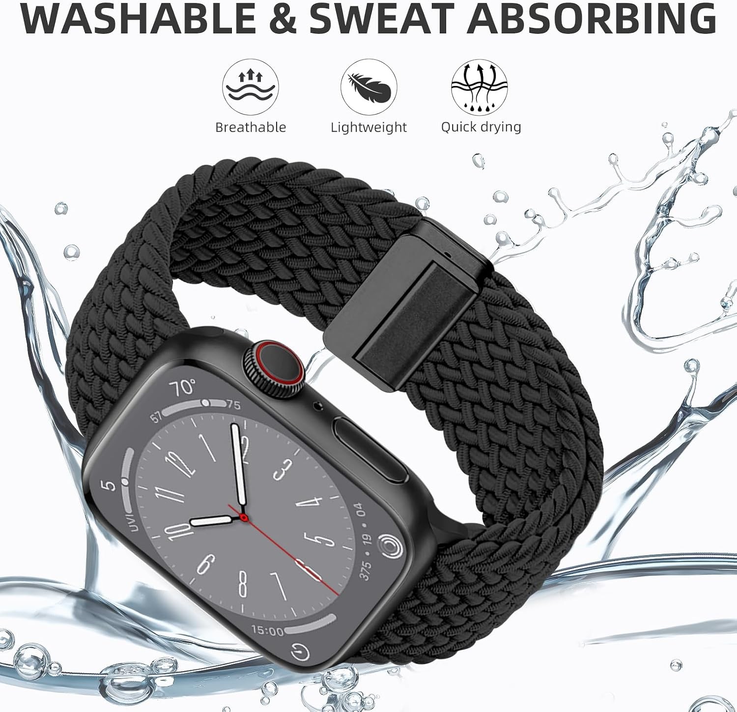 Magnetic Braided Solo Loop Strap Compatible with Apple Watch 38mm 40mm