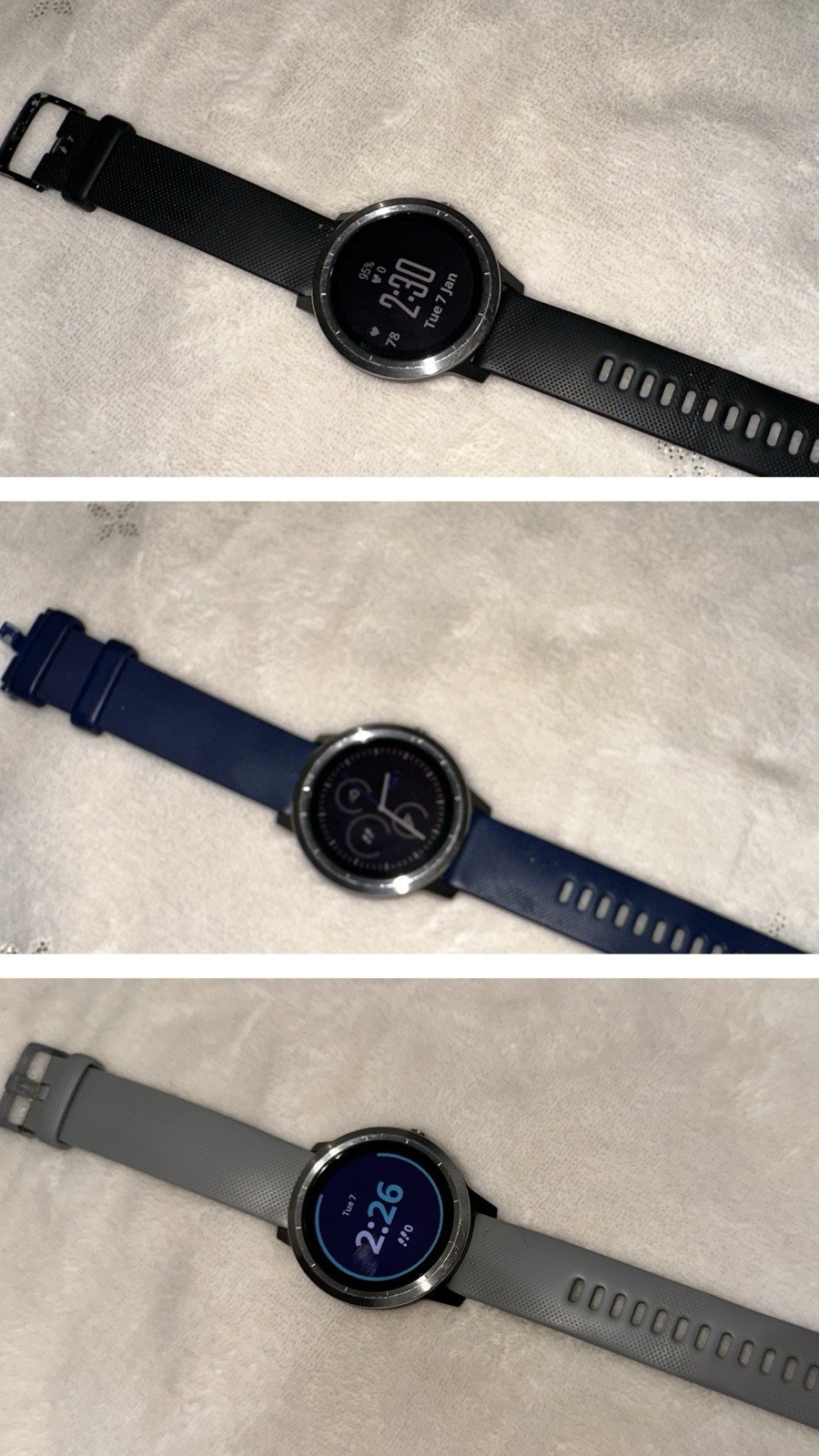 Garmin Vivoactive 3, 44mm (Men’s Black, Gray and Navy Blue Silicone Bands)