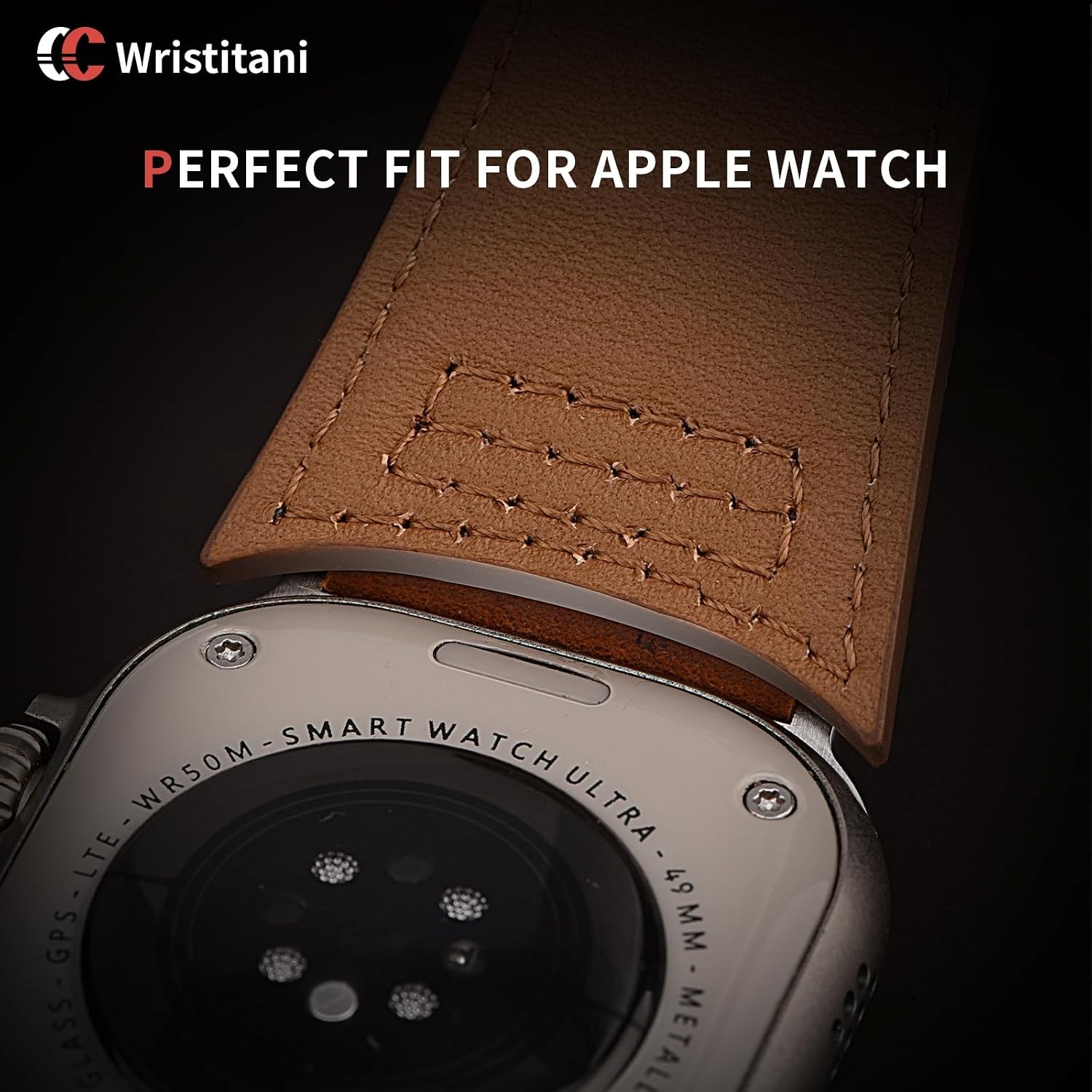 Leather Bands for Apple Watch 49mm 46mm 45mm 44mm 42mm 41mm 40mm, Genuine Leathe