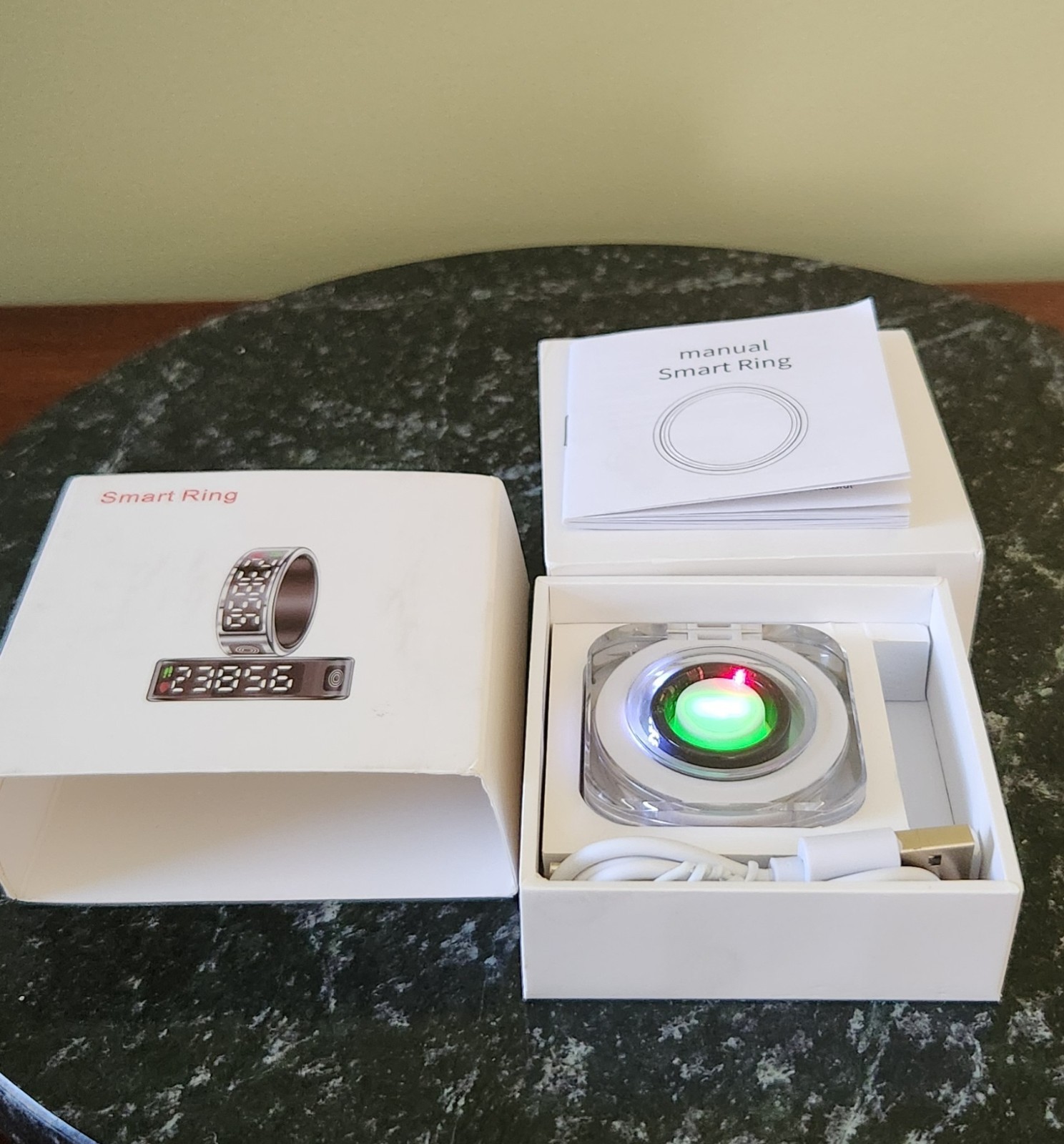 Smart Ring Health Tracker with LED Display Screen, IP68 Waterproof Silver S 9