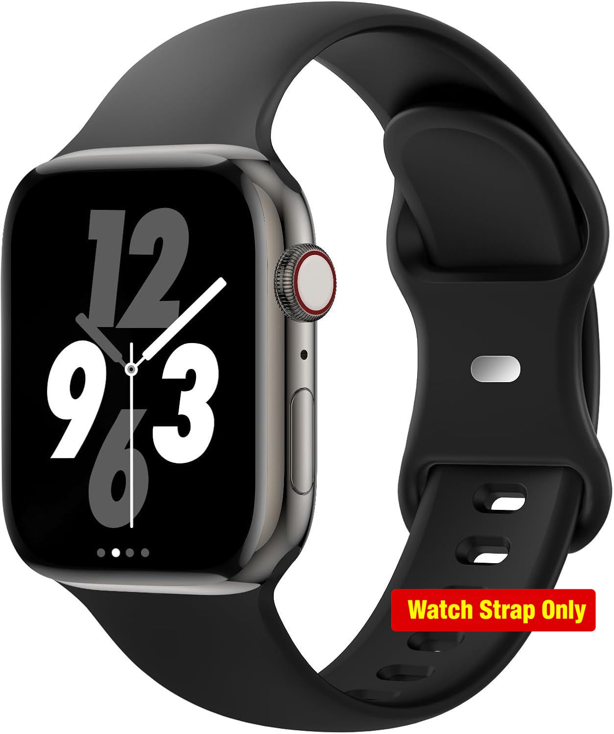 Soft Silicone Strap Compatible with Apple Watch Series 7 44mm Black