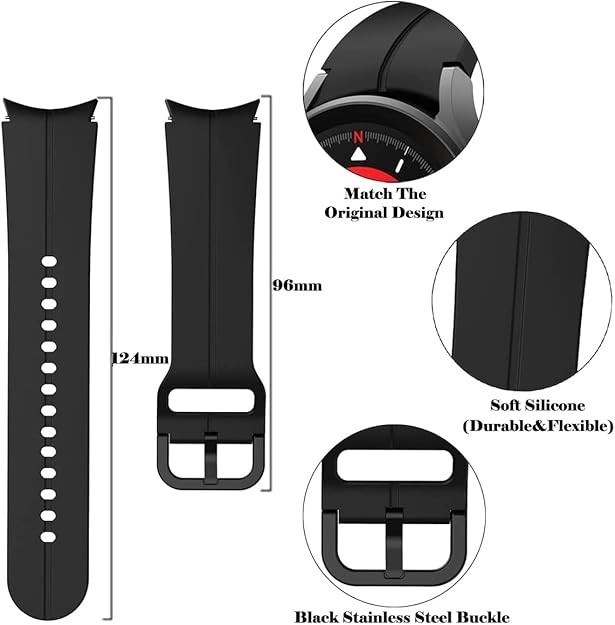 For Samsung Galaxy Watch 5 Pro (45mm) 1 Pack Silicone Strap w/ Hook & Loop Clasp