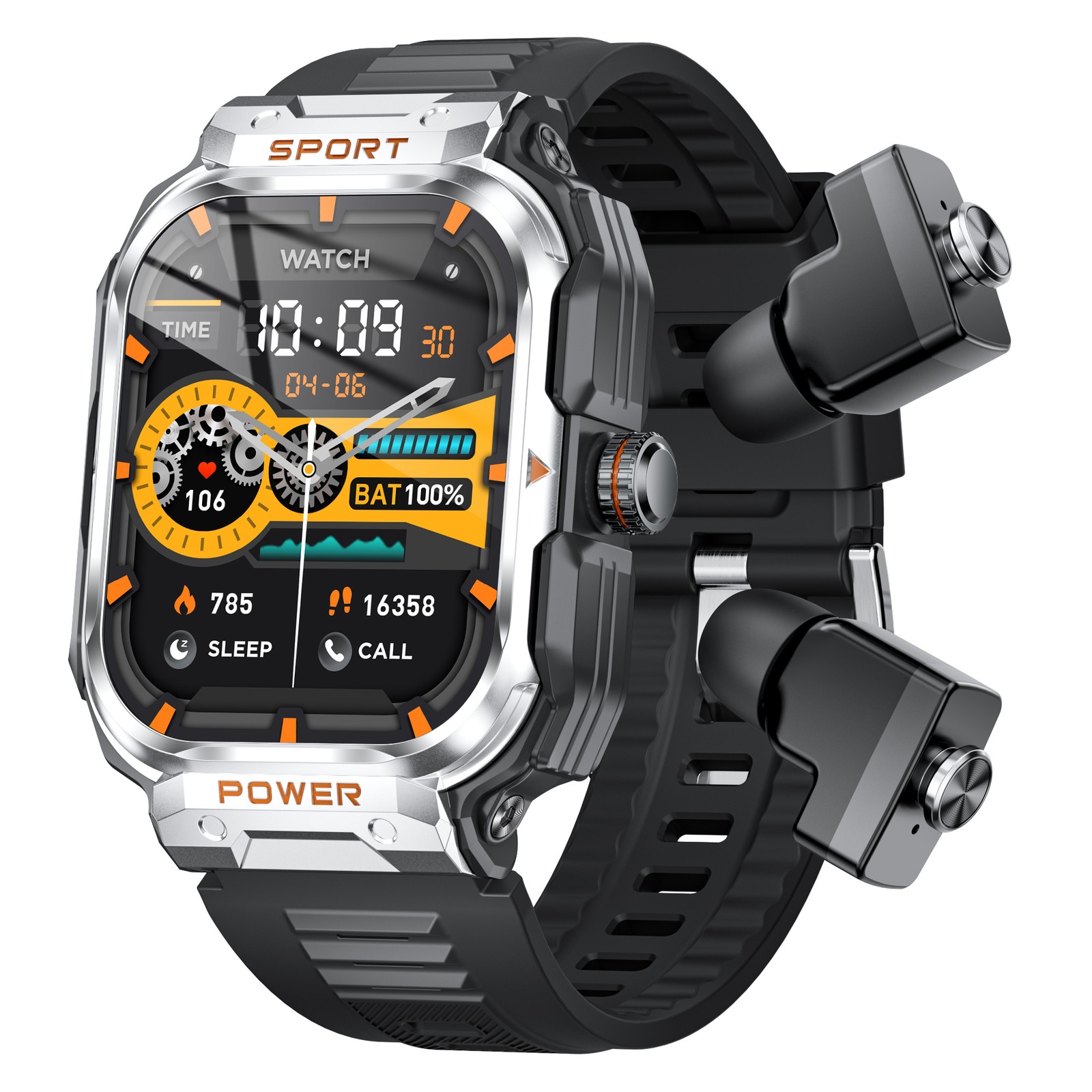 Smartwatch With Earbuds 2.01-inch IPS High-Clear Screen Sports Health Sleep VPCE