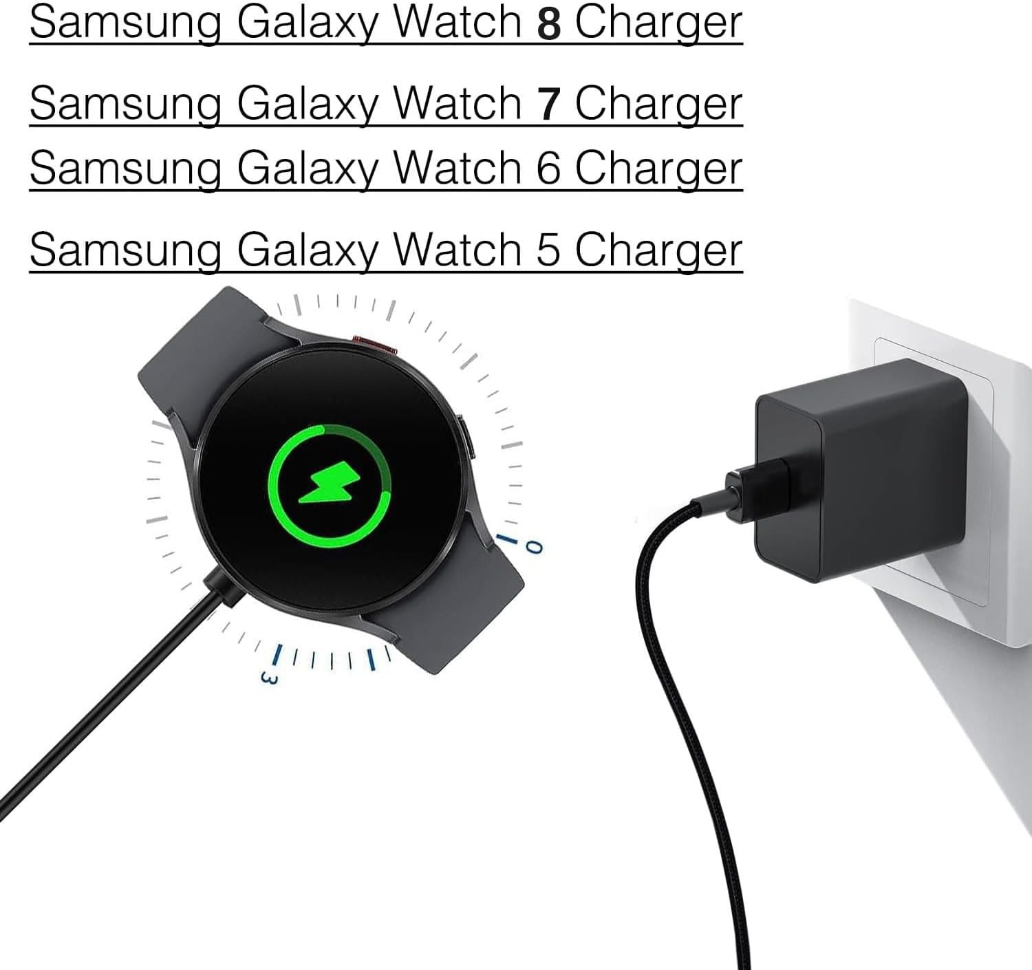 6FT Long Samsung Watch Charger for Galaxy Watch 8/8 Classic/7/6/Ultra/5/4/3