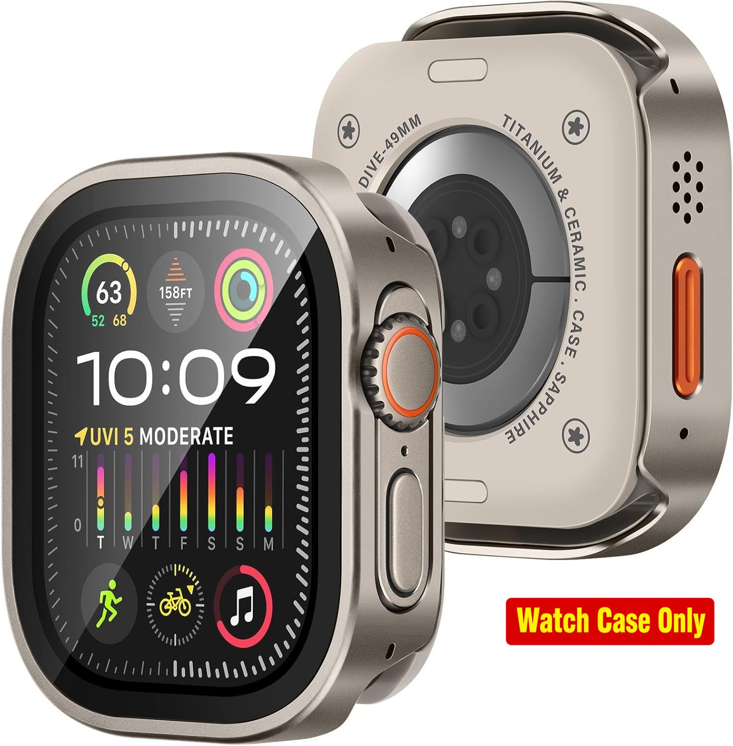 Thin Metal Case Compatible with Apple Watch Ultra 49mm, Built-in Screen Protecto