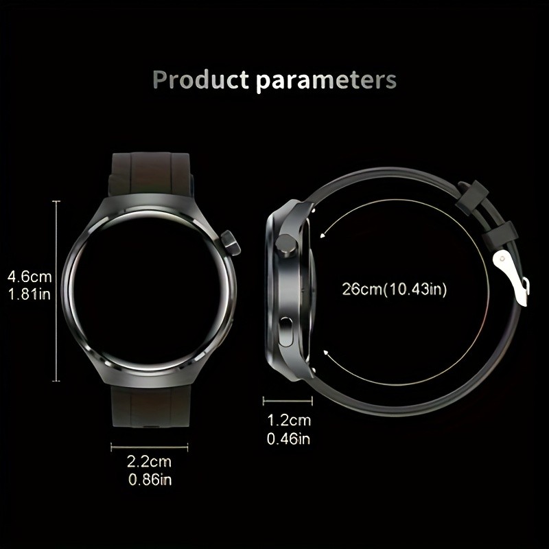 2.01in Round Smart Watch Bluetooth Call Fitness Tracker Android iPhone Men Women
