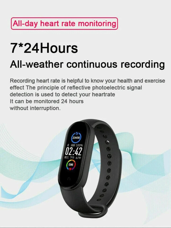 M6 Smart Band Watch Bracelet Wristband Fitness Tracker Blood Pressure Heartrate