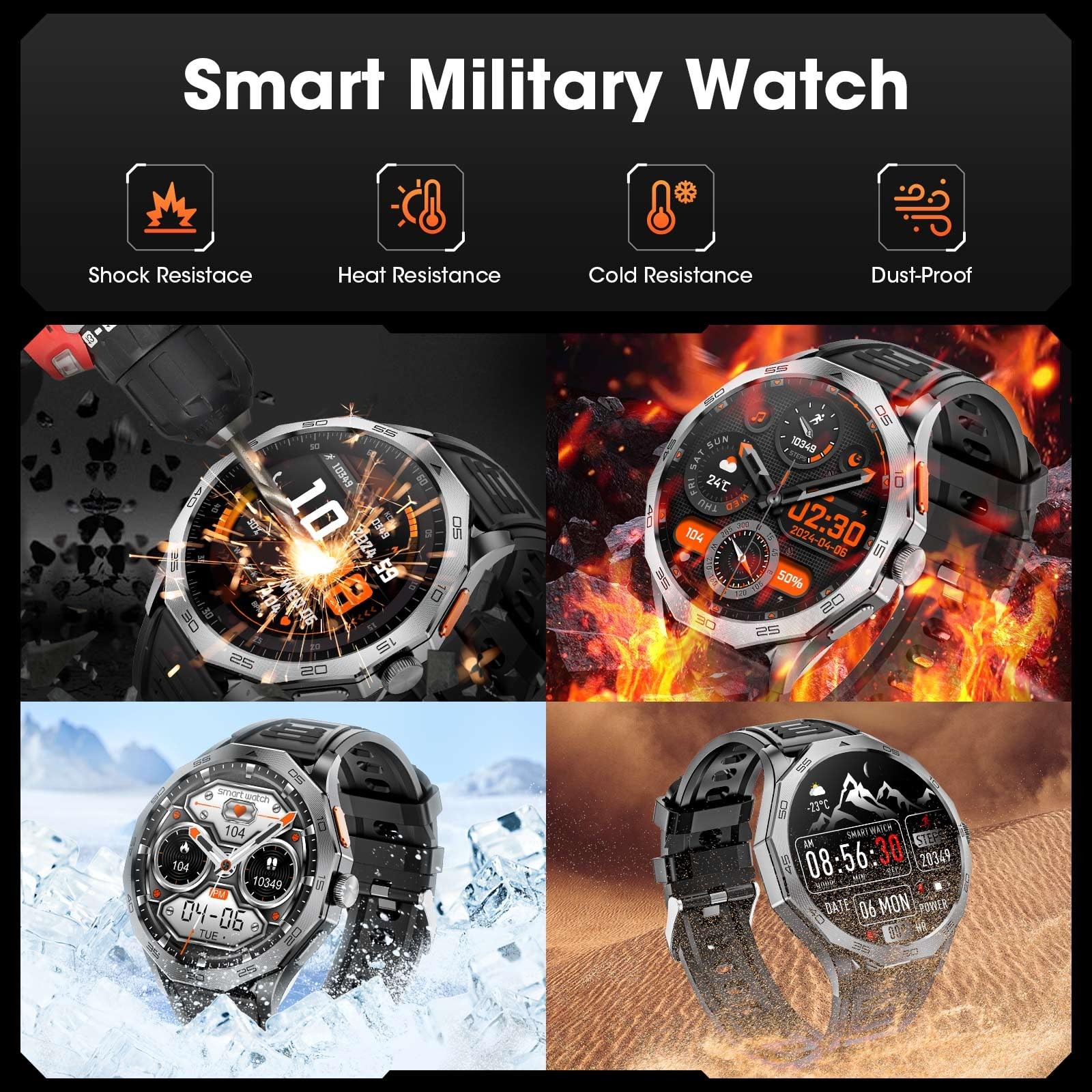 Mingtawn Military Smart Watch Men 1.85″ HD Ultra Screen Touch Screen 710mAh