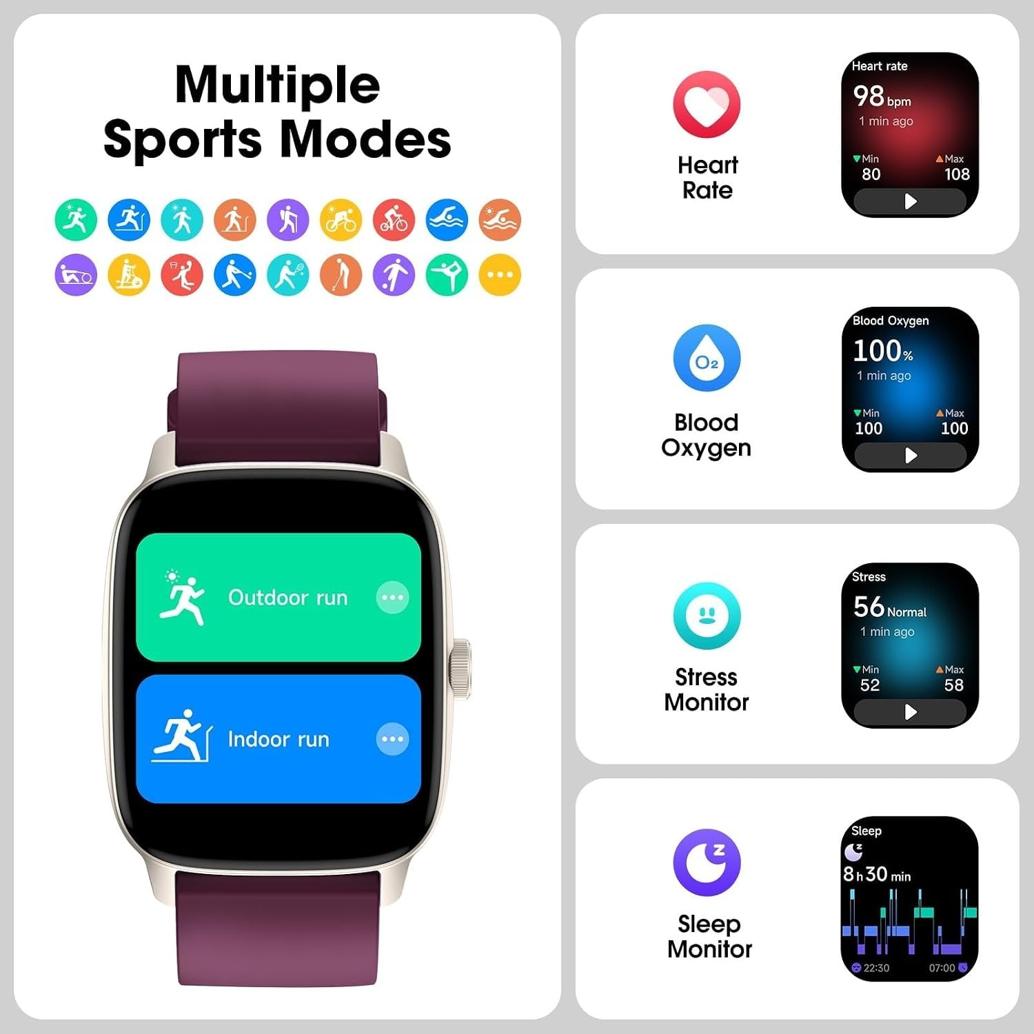 Bluetooth Pedometer Watch | Heart Rate, Blood Oxygen Monitor
