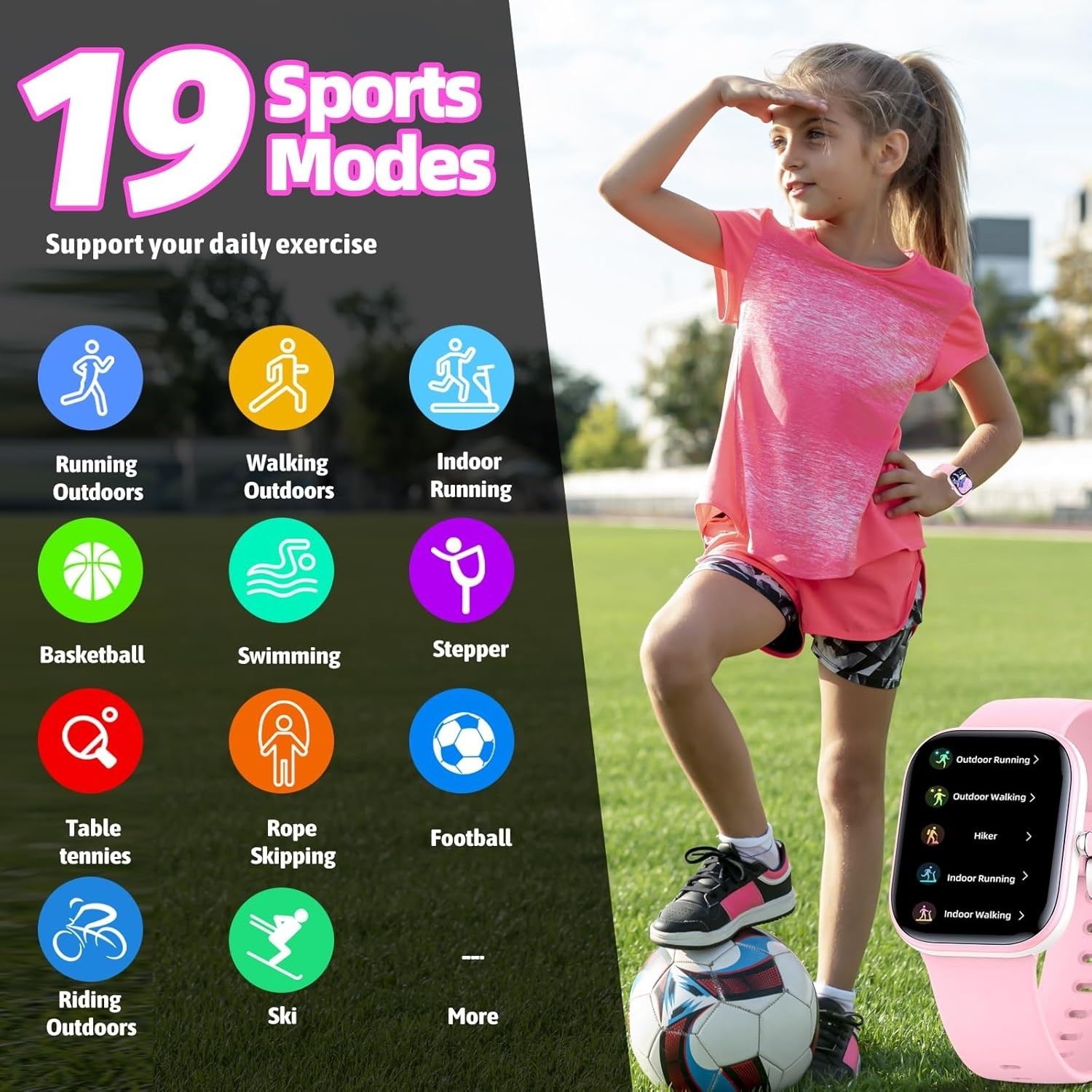 Durable 1.5-Inch Kids Fitness Tracker – Waterproof with Notification Alerts