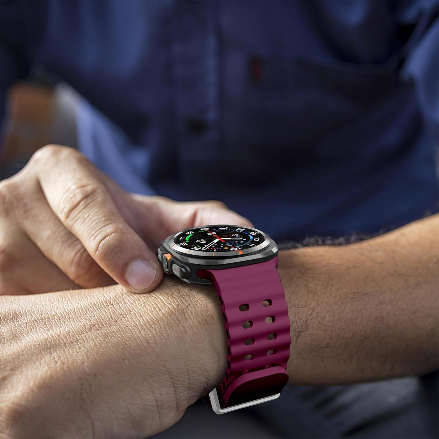 Silicone Strap Compatible with Samsung Galaxy Watch Ultra 2 47mm Ocean Breathabl