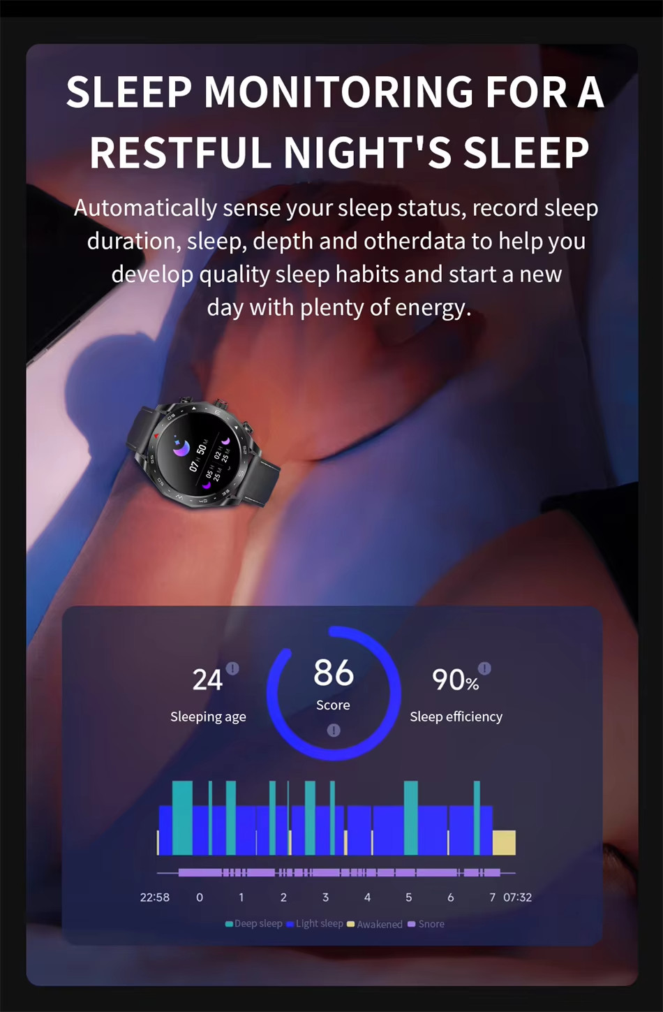Smartwatch With Bluetooth Earbuds.
