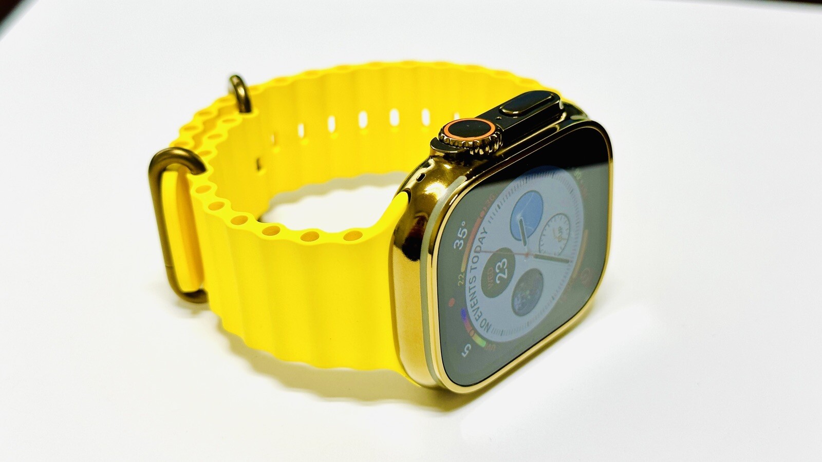 49MM Apple Watch ULTRA Custom Polished GOLD with Yellow Ocean Band