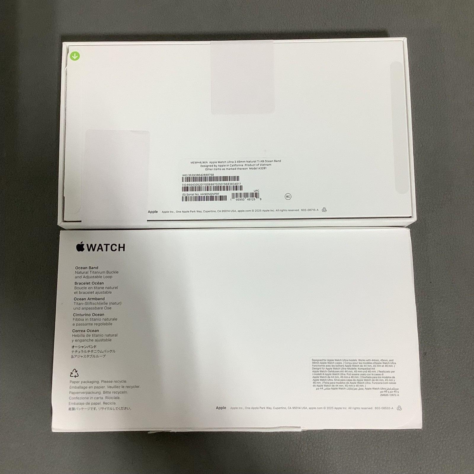 Apple Watch Ultra 3 49mm Titanium- 64GB, GPS, Cellular- Ocean Band (HH90NQNPRF)