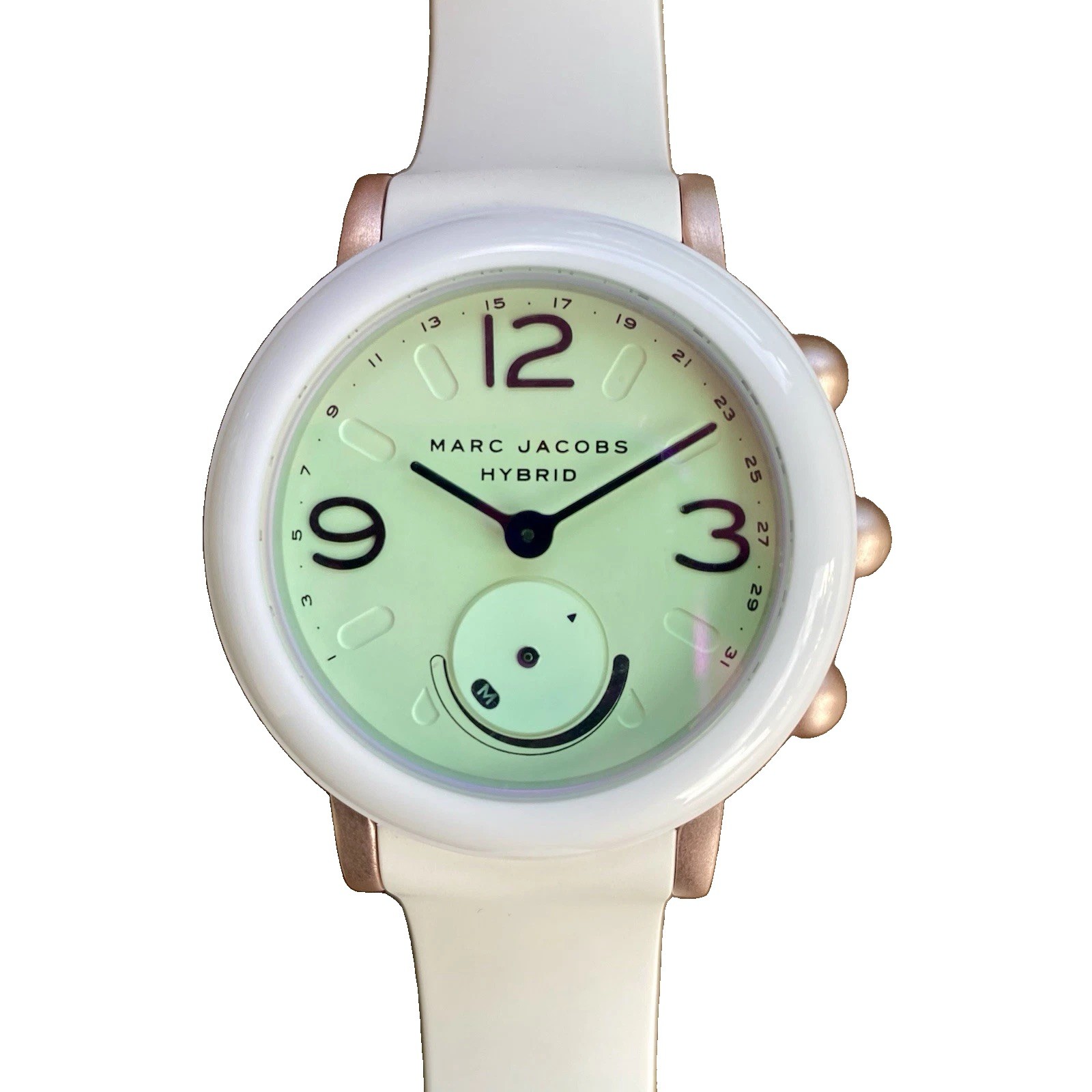 Marc Jacobs Riley NDW2T Women White Analog Dial Hybrid Smartwatch AEA044