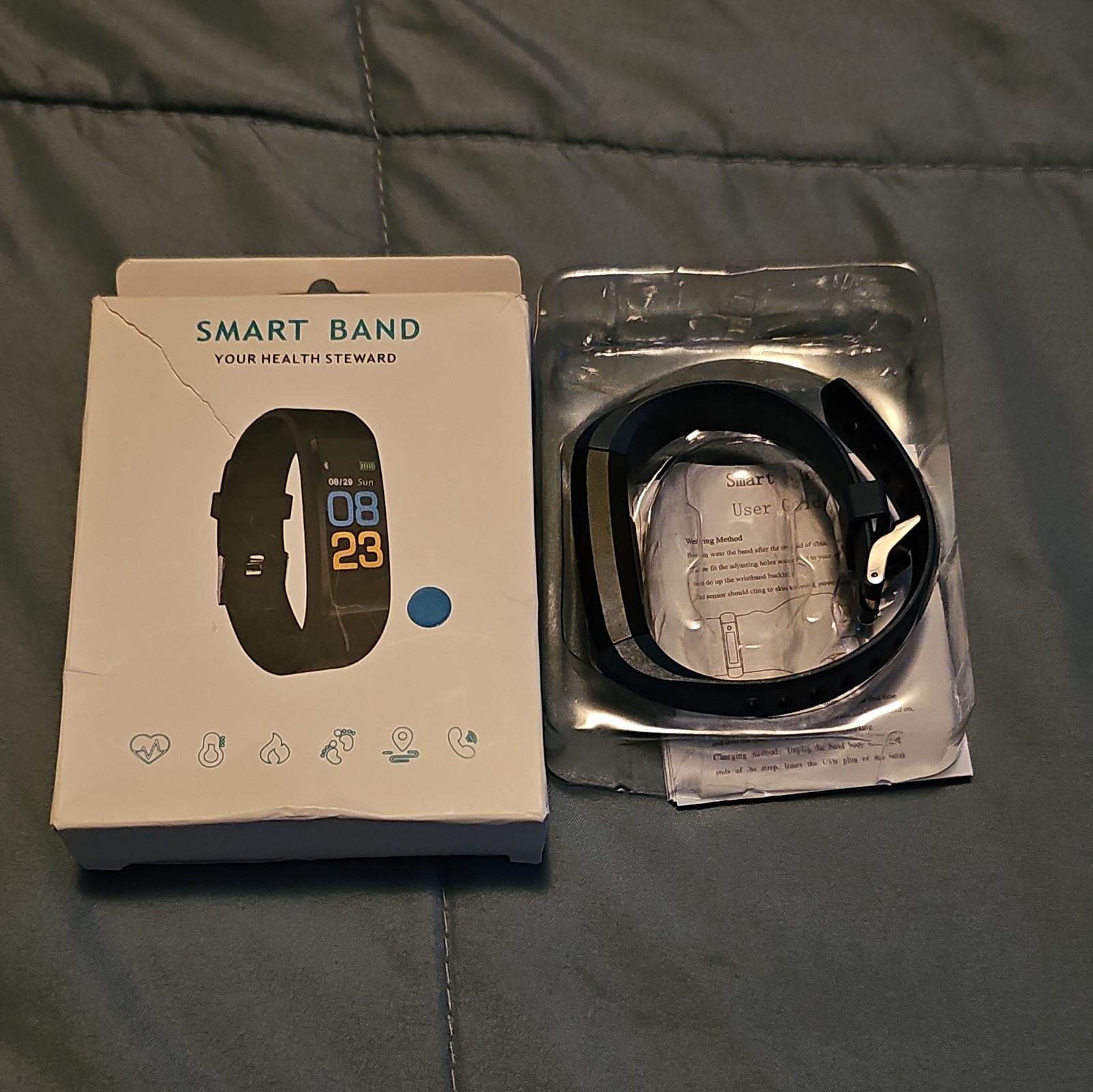 Smart Band Your Health Steward Fitness Tracker Blue Bracelet New /Open torn Box