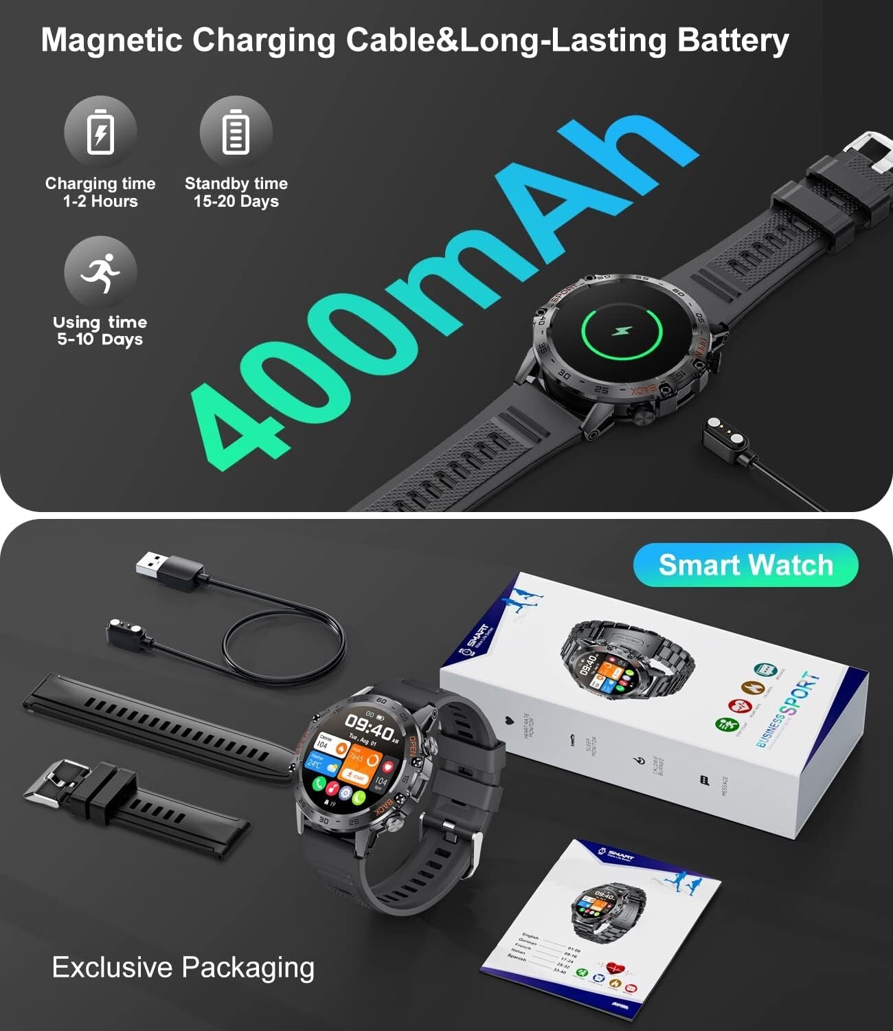Versatile Fitness Tracker Smartwatch for Men with DIY UI & Long Battery Life