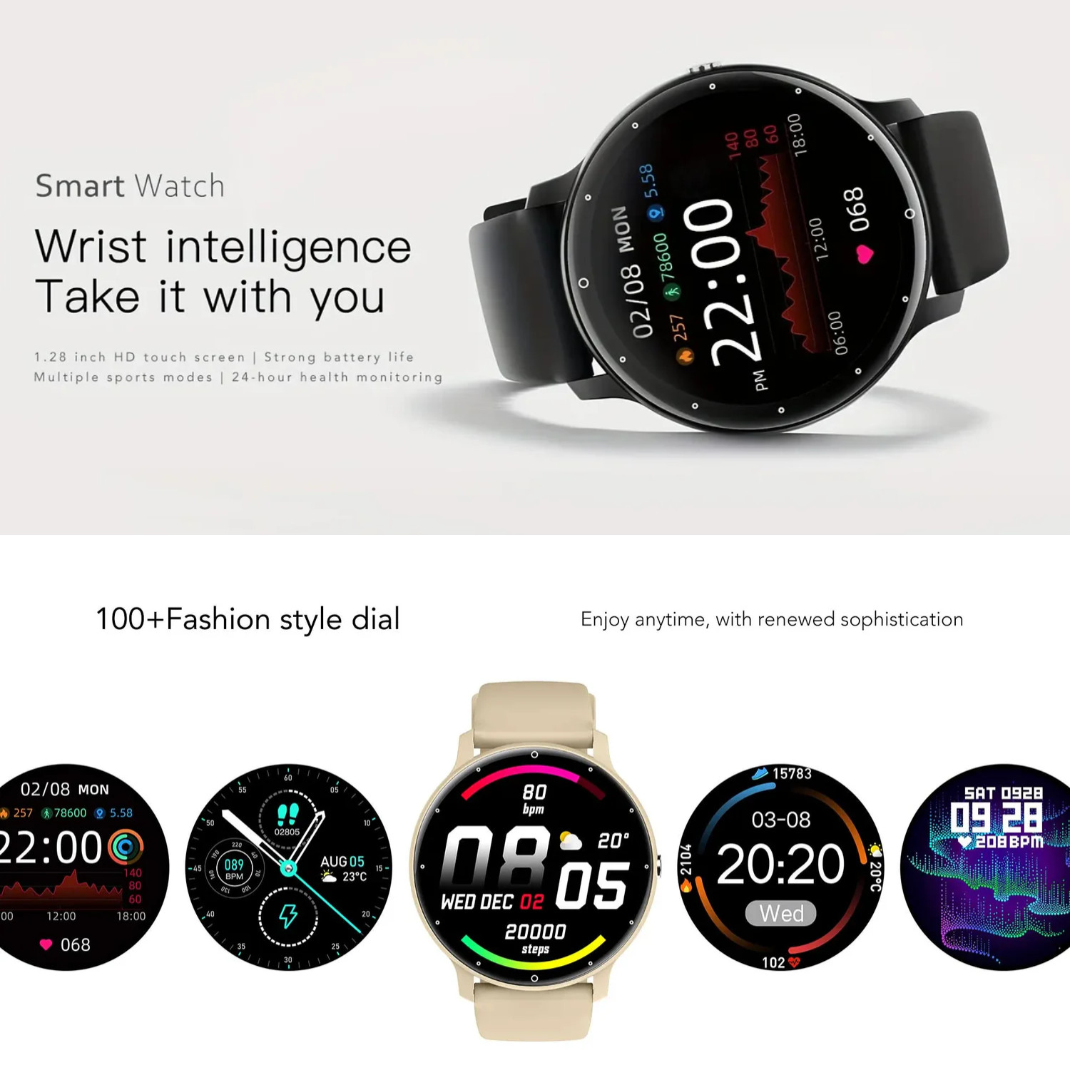 Smart Watch ZL02CPro 1.28″ Fitness Running Smartwatch for Men & Women Waterproof