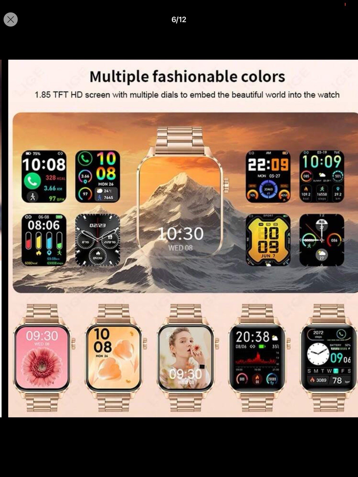 LIGE V22 Smart Watch Wireless Call, Voice Assistant, 100+ Sports Modes, Black/G…