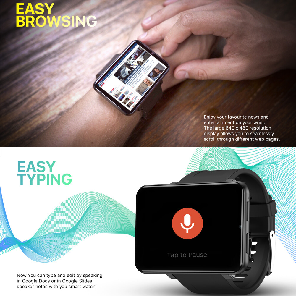 Men Smart Watch 4G Touch Screen Phone Watches with Camera Smartwatch Video Call