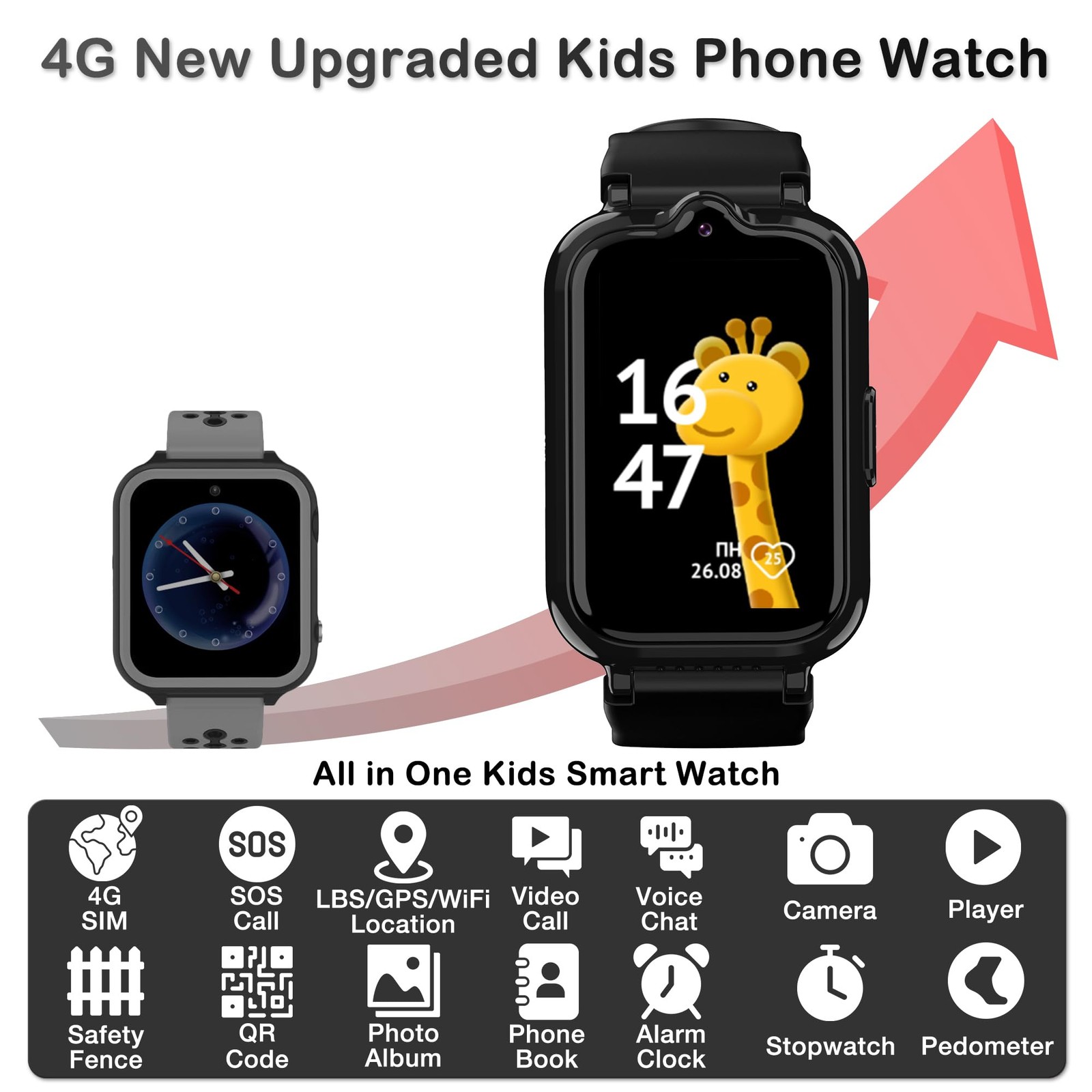 Toloso Kids Watch with GPS Tracker & Video Calling, Kid Smart Watch Boys with