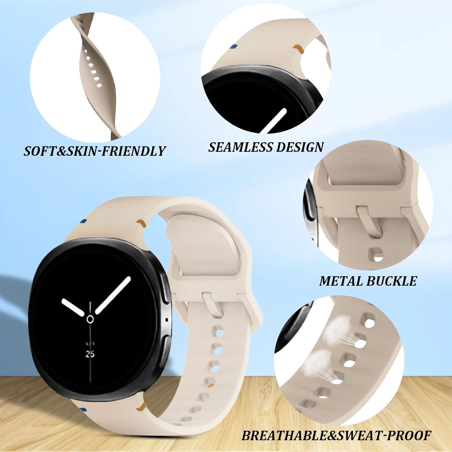 4-Pack Silicone Bands for Samsung Galaxy Watch 8 40mm 44mm – Soft Sport Straps