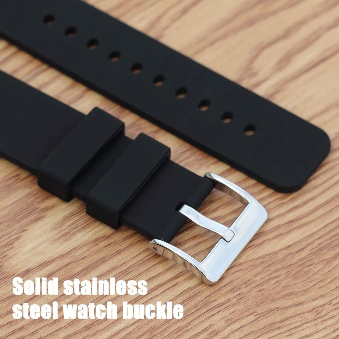 Soft Silicone Strap Compatible with 18mm, 20mm, 22mm Watches