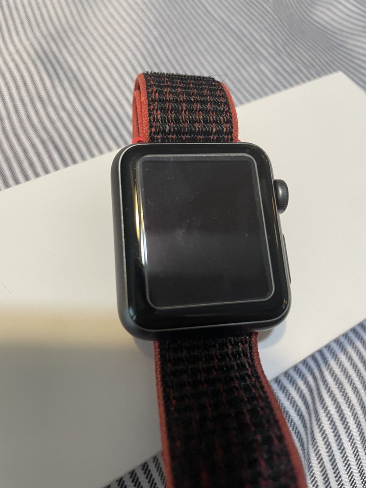 Apple Watch Series 1 38mm Space Gray Aluminum Case Red And Black Band