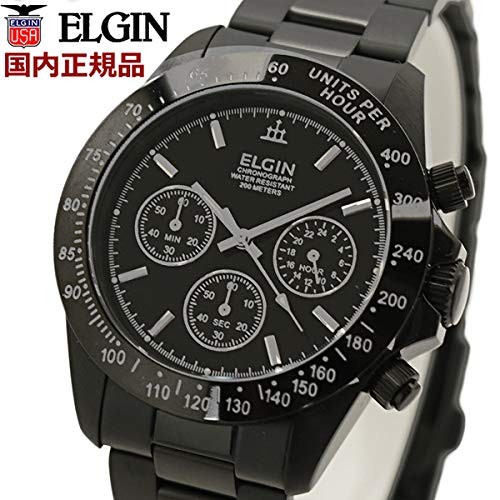 ELGIN Chronograph Watch FK1059B-W Men’s Black