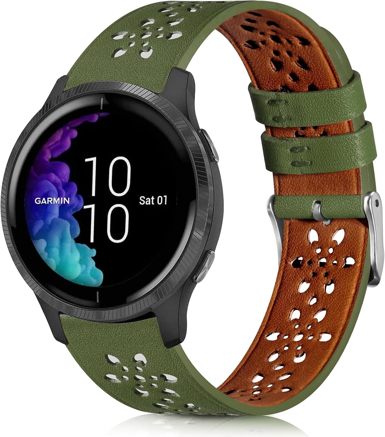 20mm Lace Leather Strap Compatible with Garmin Vivoactive 3/Venu 2