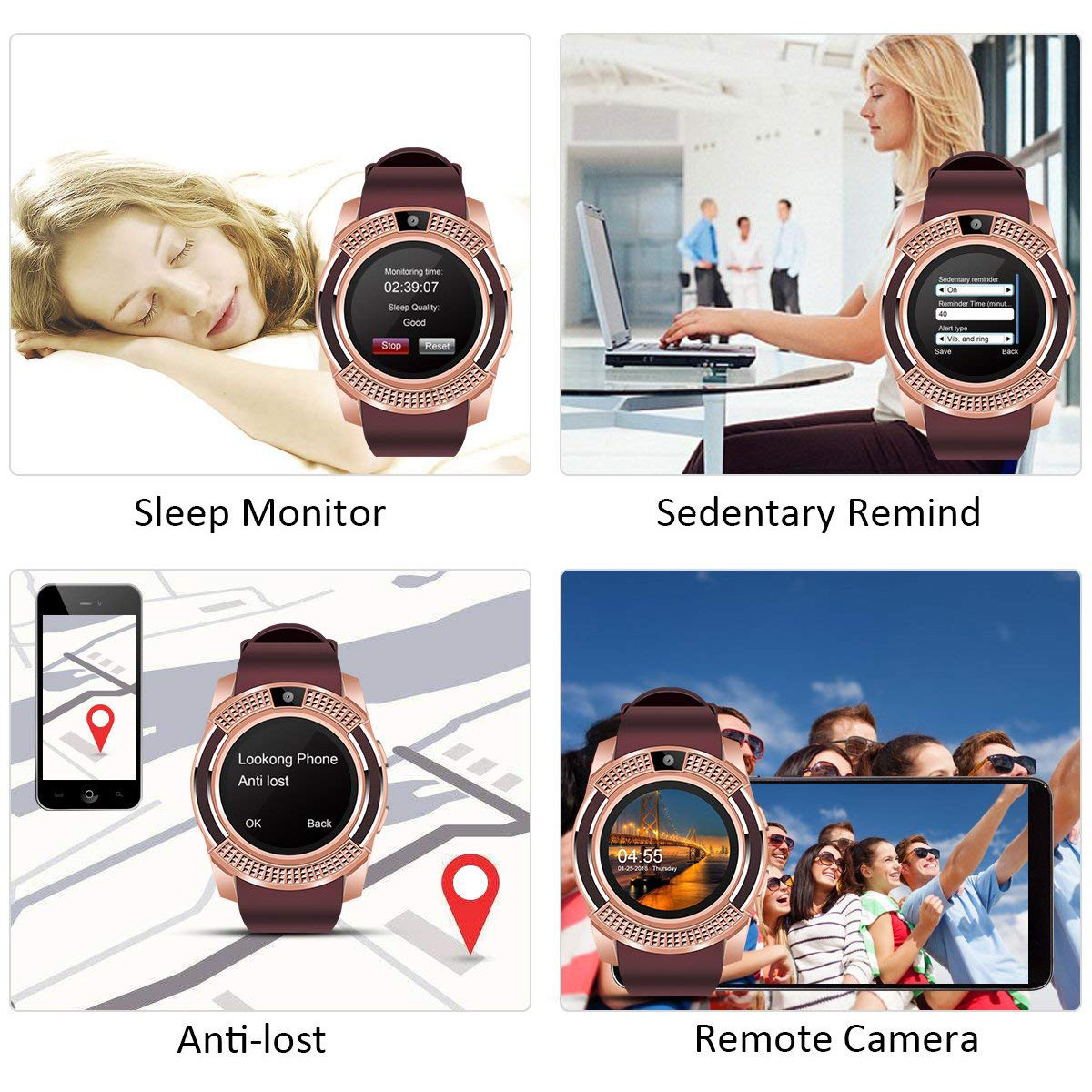 Smart Watch Wrist Watch with Camera SIM Card Slot for Men Women Boys Girl Gifts