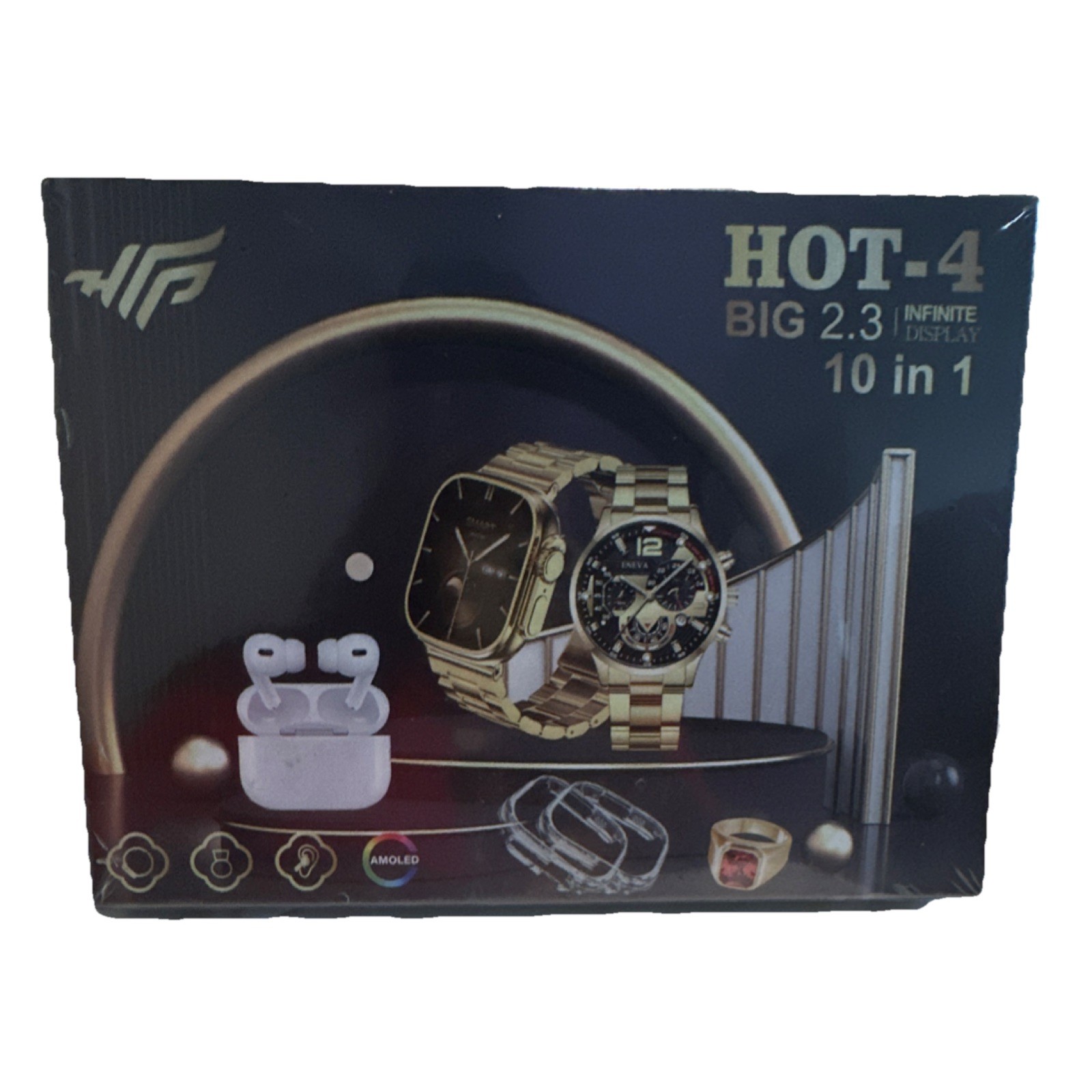 10 n 1 Smart Watch Gift Set Earbuds Bluetooth 2 Watch Bands Goldtone Ring *NEW