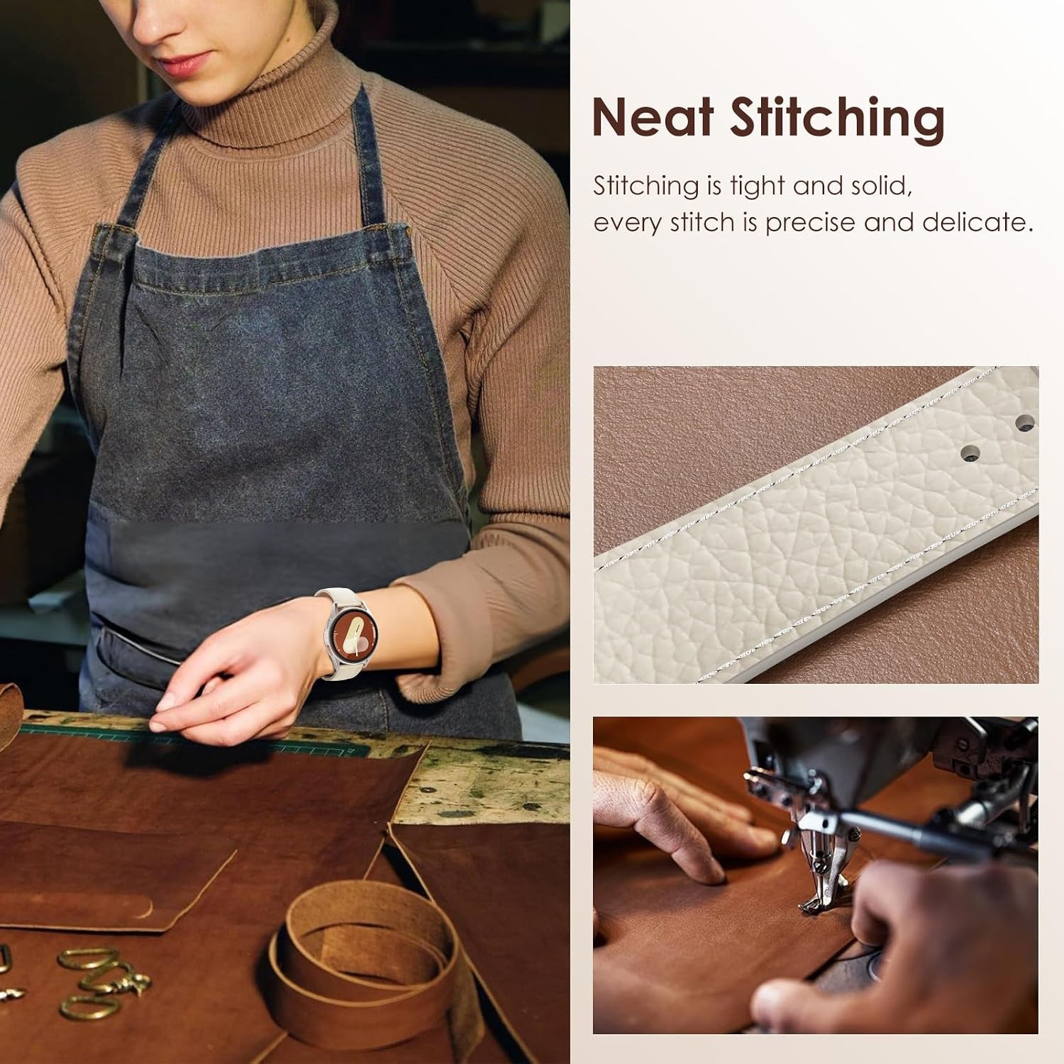 Leather Magnetic Strap Compatible with Samsung Galaxy Watch 9 40mm/44mm