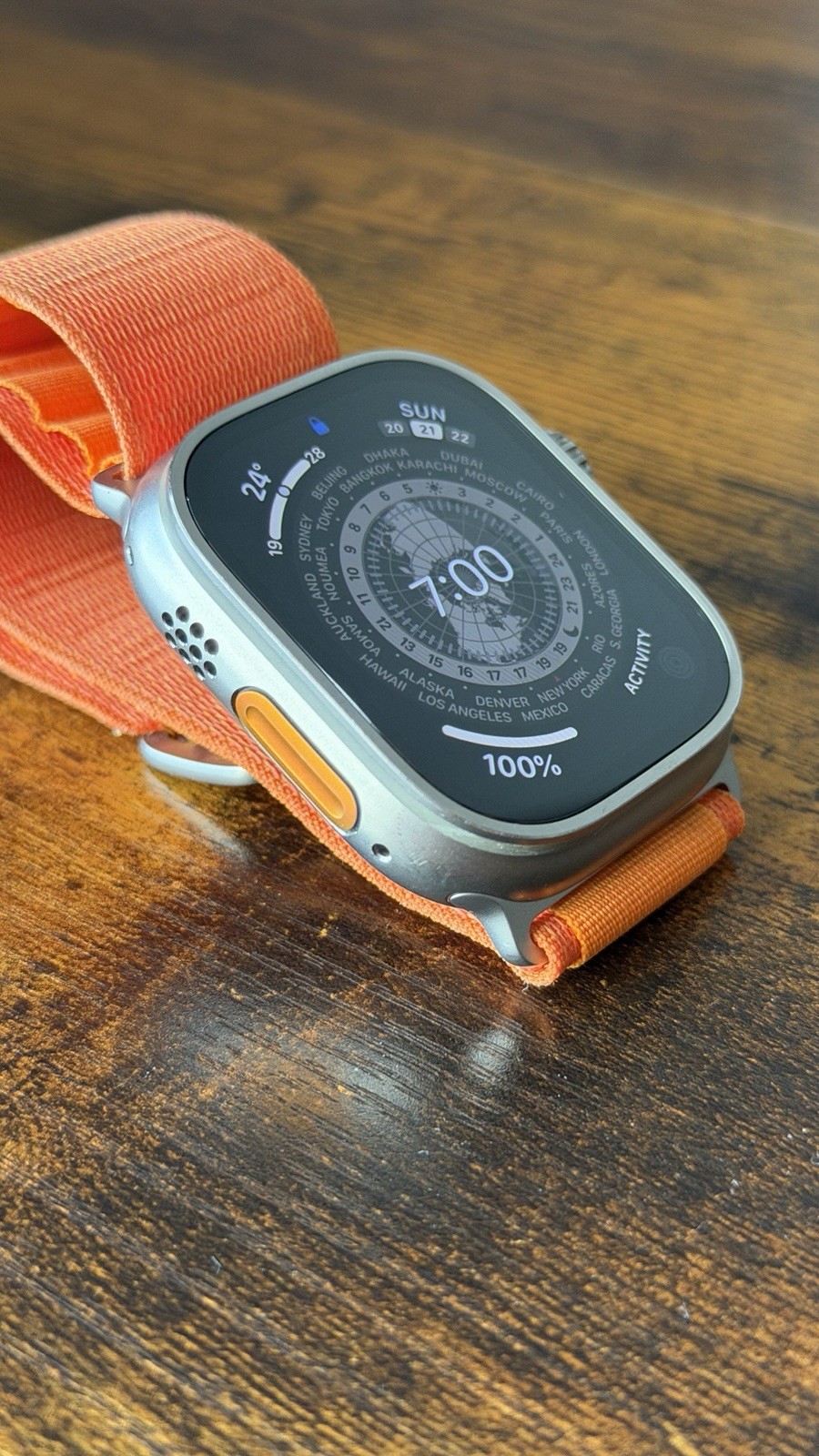 Apple Watch Ultra 49mm Titanium Case with Orange Alpine Loop, Medium