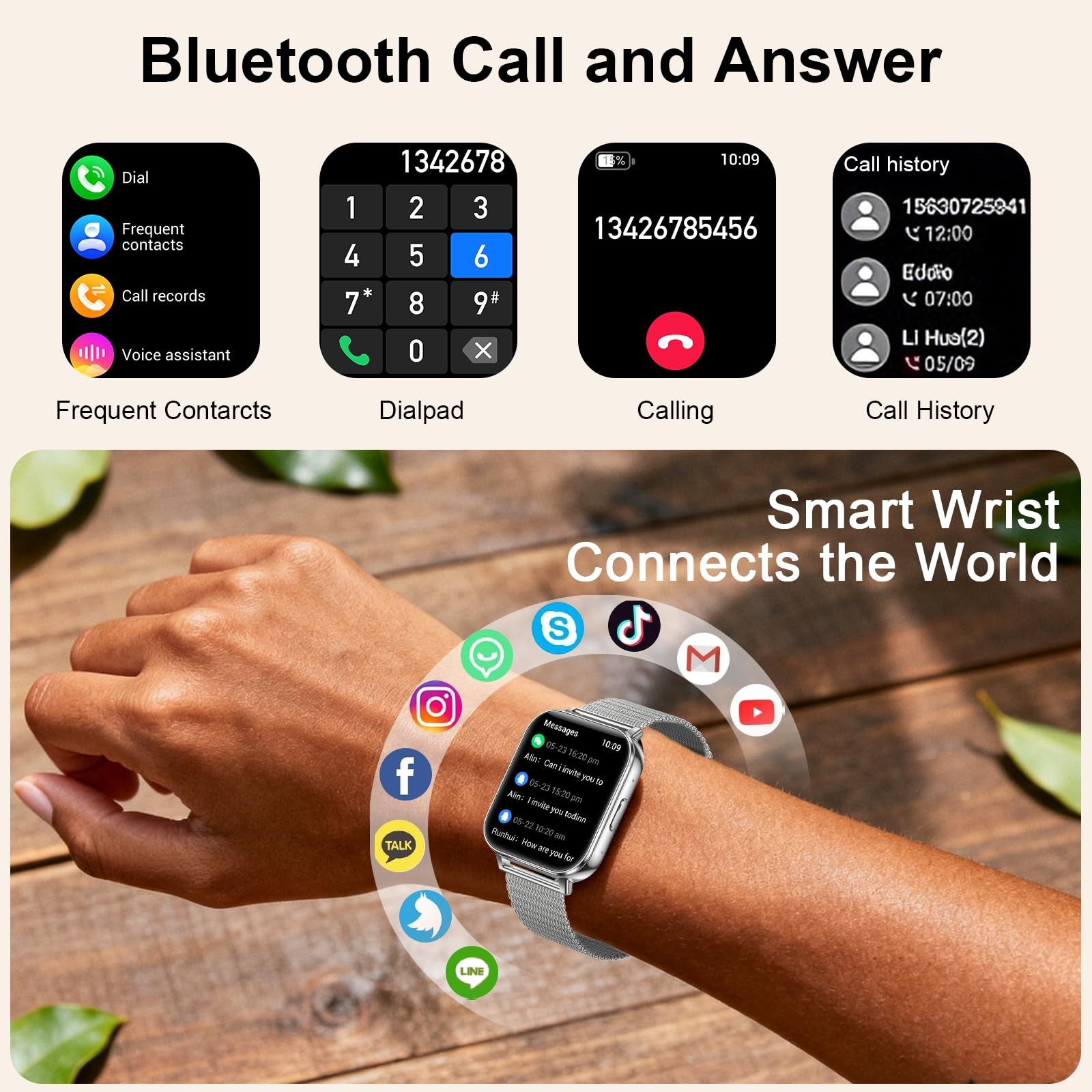 Smart Watches for Women,1000mAh Battery, with Android & iPhone, 1.83″ HD Smar…