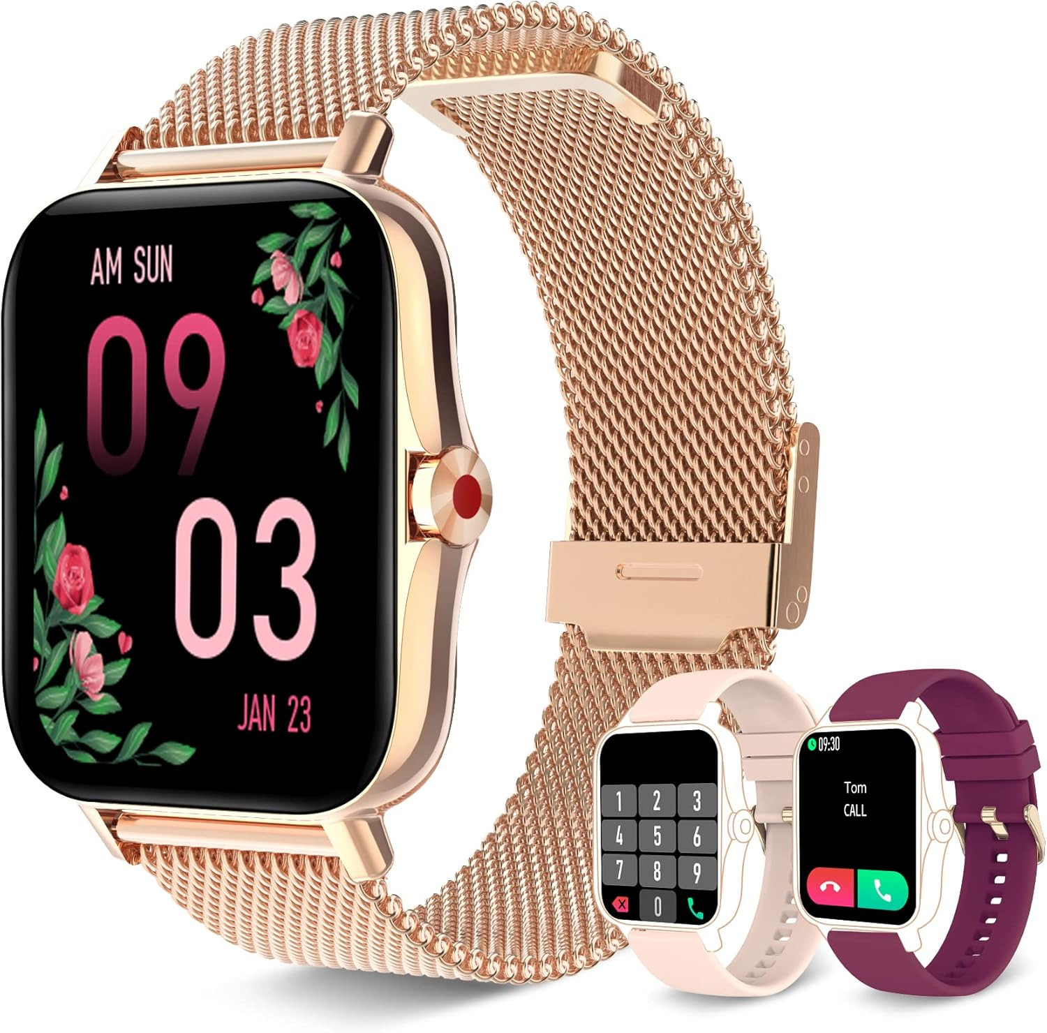 Reloj inteligente mujer llamadas rastreador fitness impermeable pantalla 1.7 HD