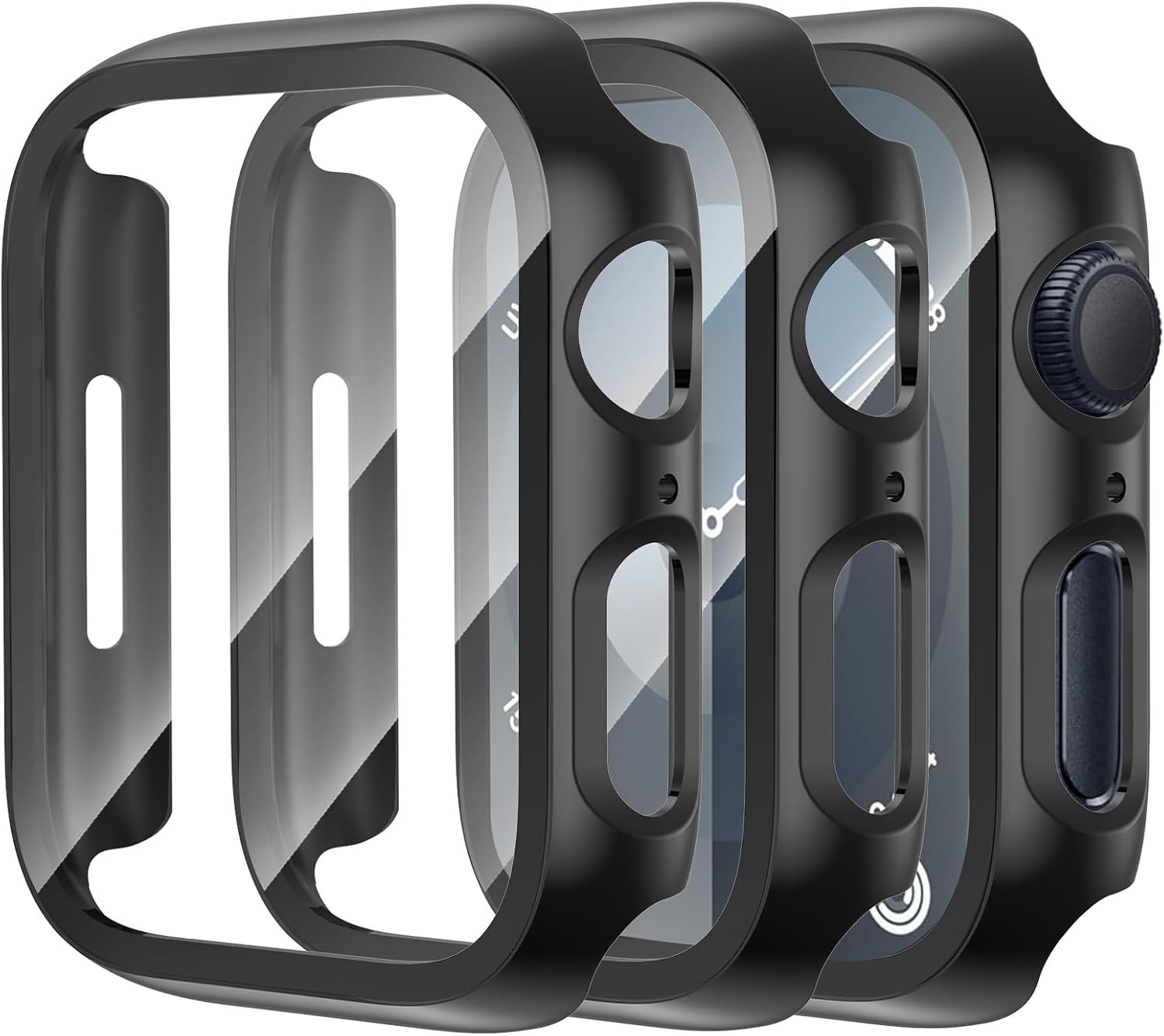 3-Pack Case with Tempered Glass Screen Protector for Apple Watch 44mm Ultra-Thin