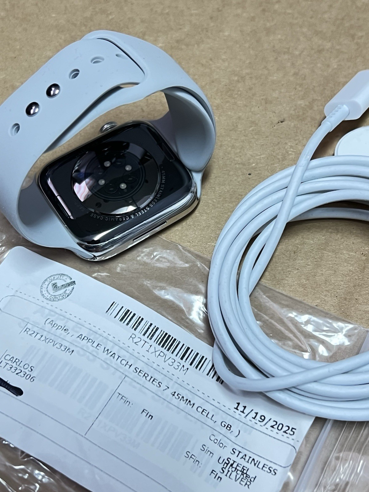 Apple Watch Series 7 45mm SILVER Stainless Steel Case with Sport band