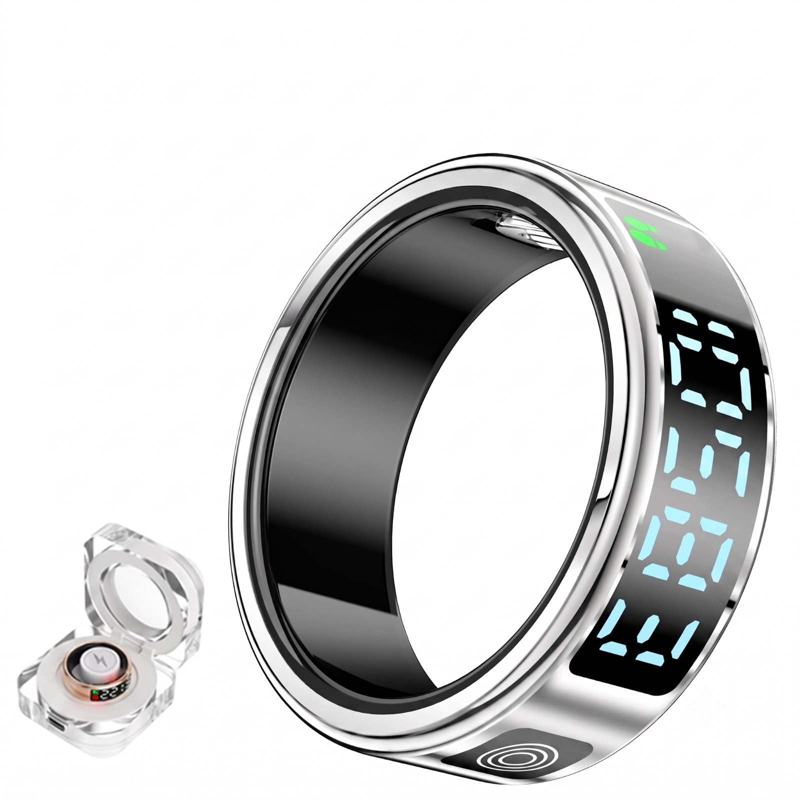 Smart Ring Health Sleep Heart Rate Tracker Waterproof LED Display Case